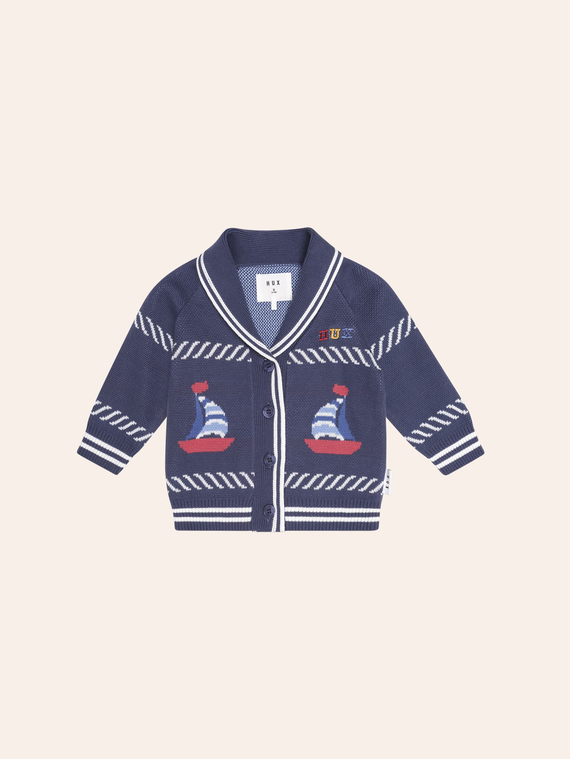 Huxbaby Shopify KNIT CARDI Nautical Shawl Collar Cardi