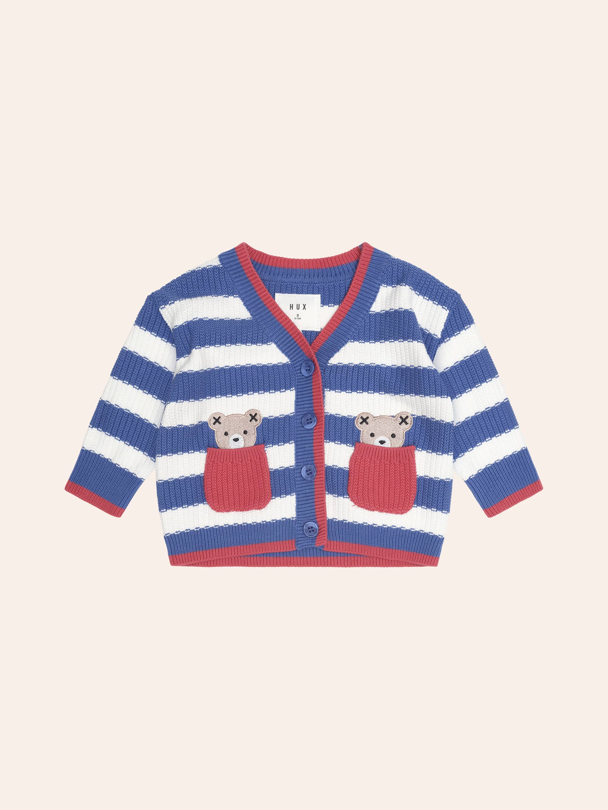 Huxbaby Shopify KNIT CARDI Nautical Stripe Peekaboo Hux Cardi