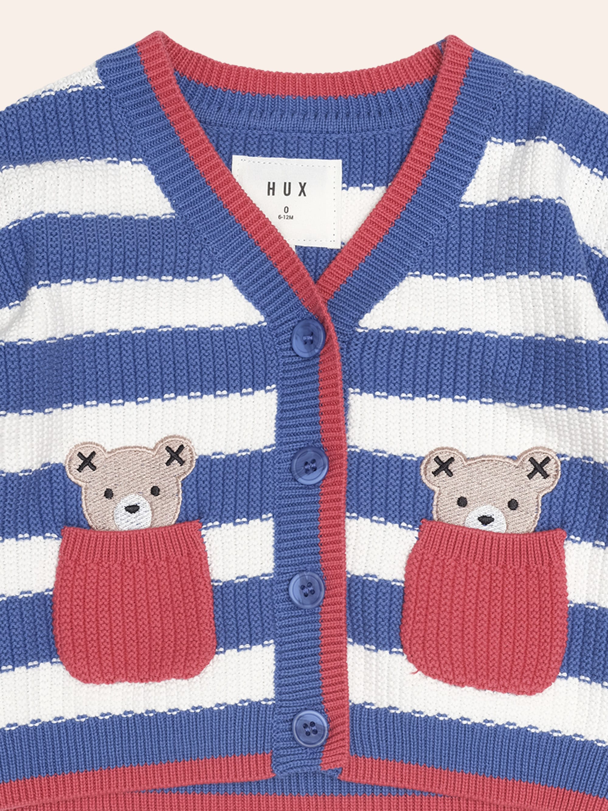 Huxbaby Shopify KNIT CARDI Nautical Stripe Peekaboo Hux Cardi