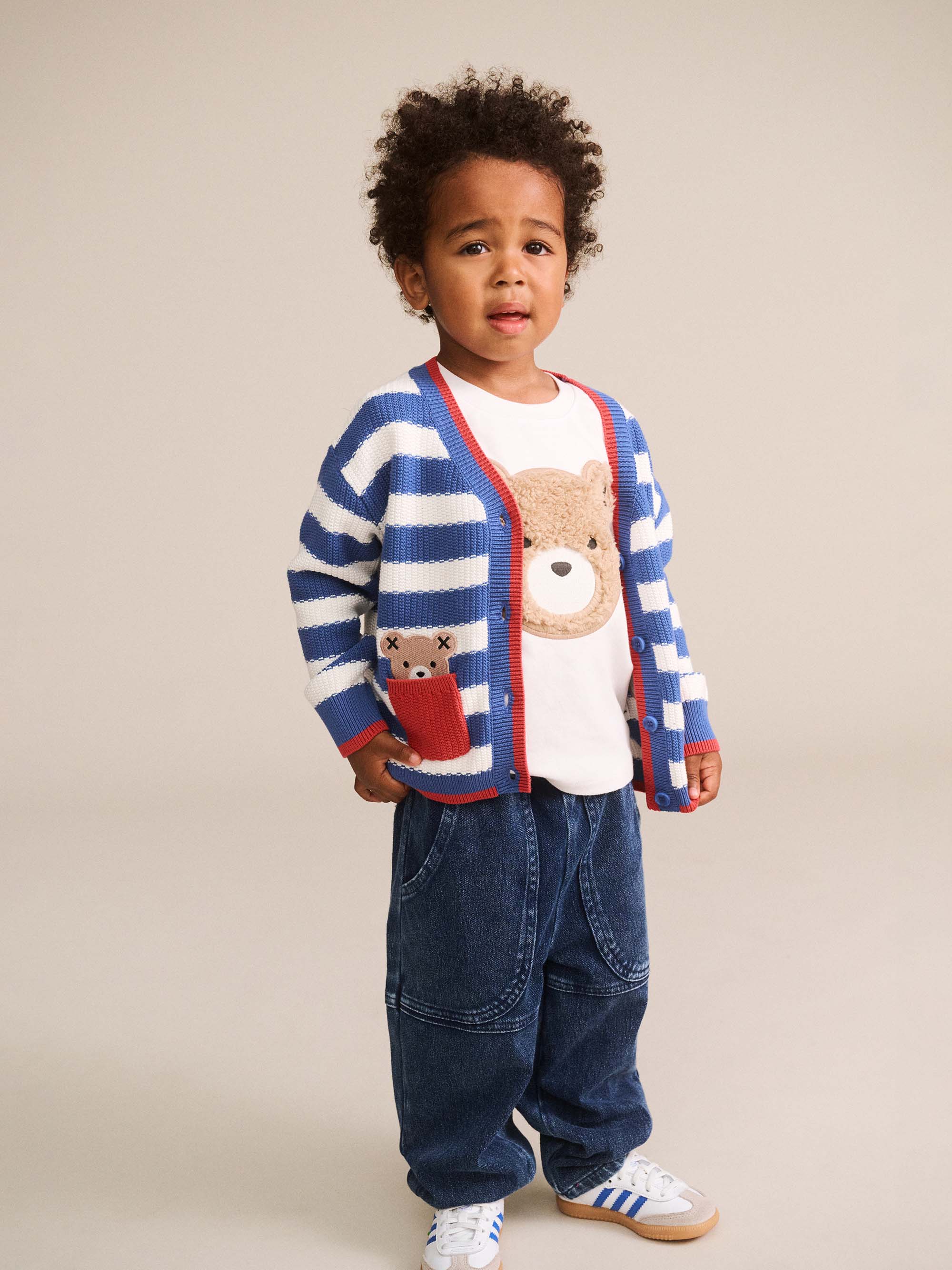 Huxbaby Shopify KNIT CARDI Nautical Stripe Peekaboo Hux Cardi