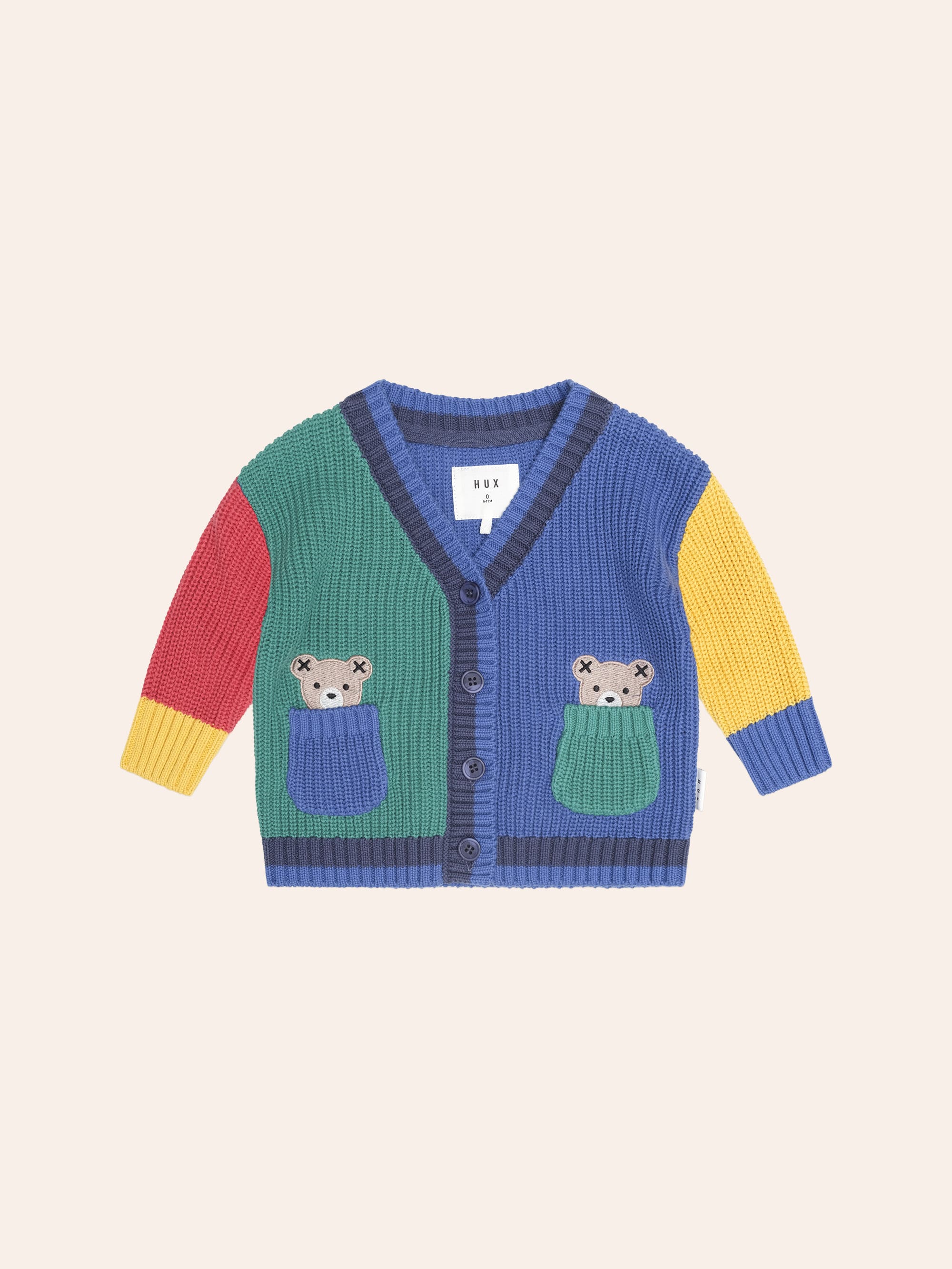 Huxbaby Shopify KNIT CARDI Colour Block Peekaboo Hux Cardi