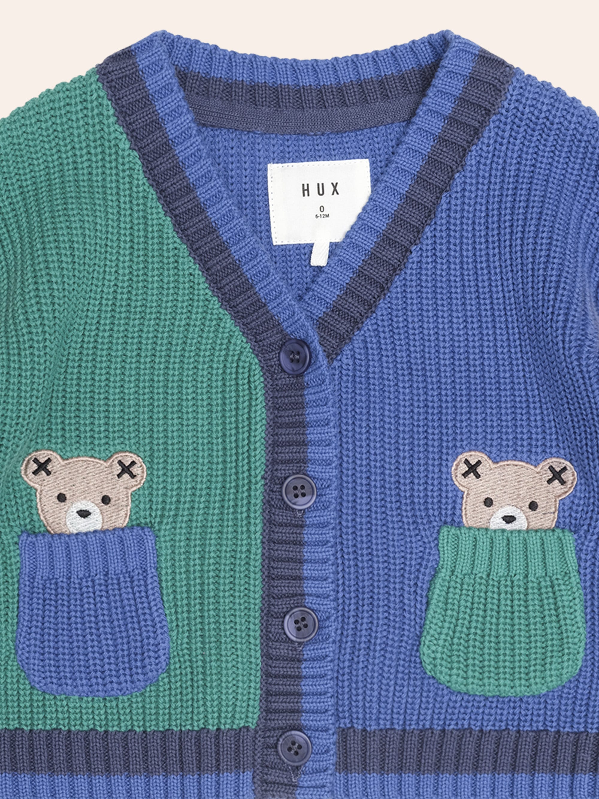 Huxbaby Shopify KNIT CARDI Colour Block Peekaboo Hux Cardi