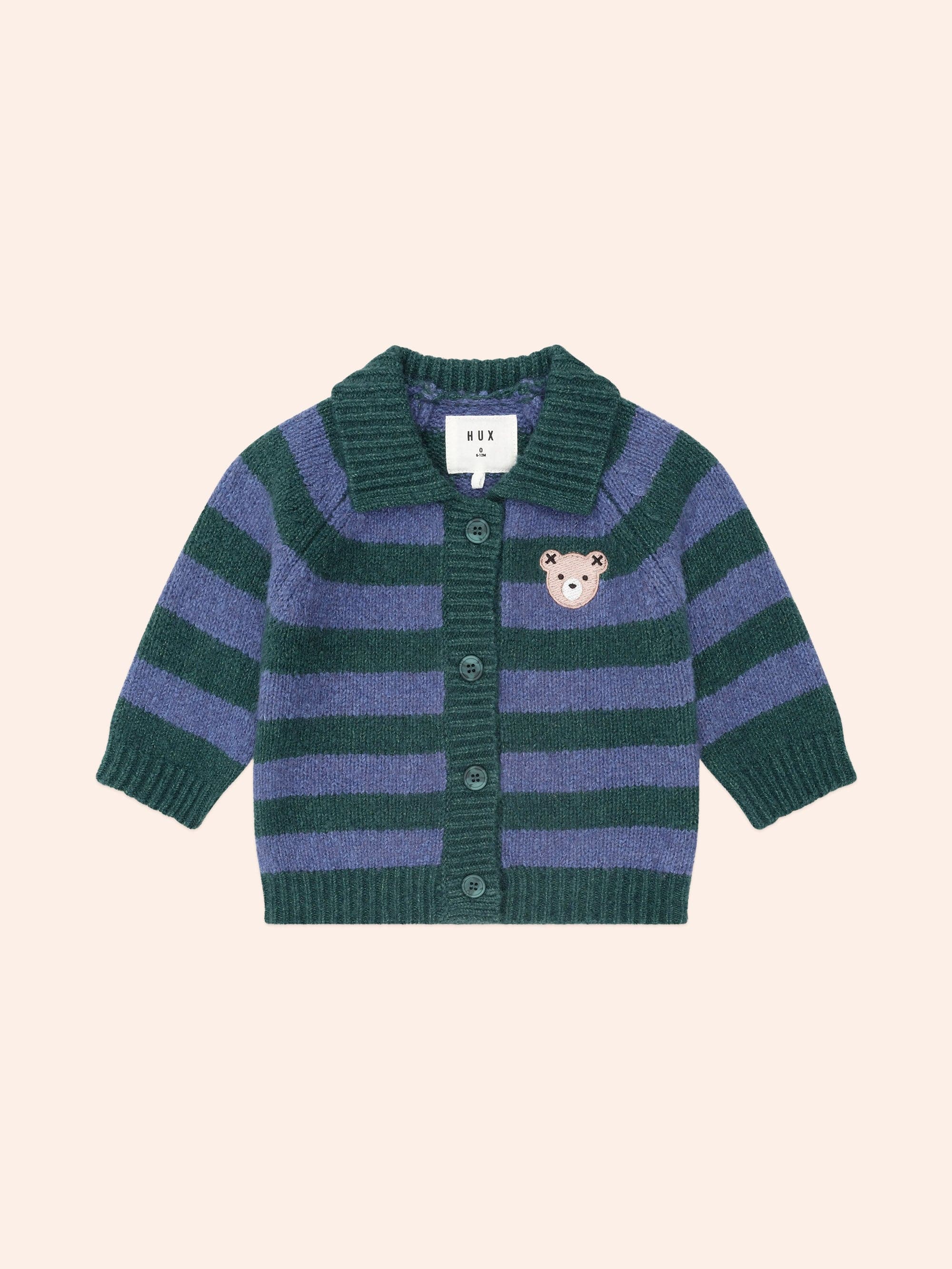 Classic Stripe Collar Knit Cardi KNIT CARDI Huxbaby