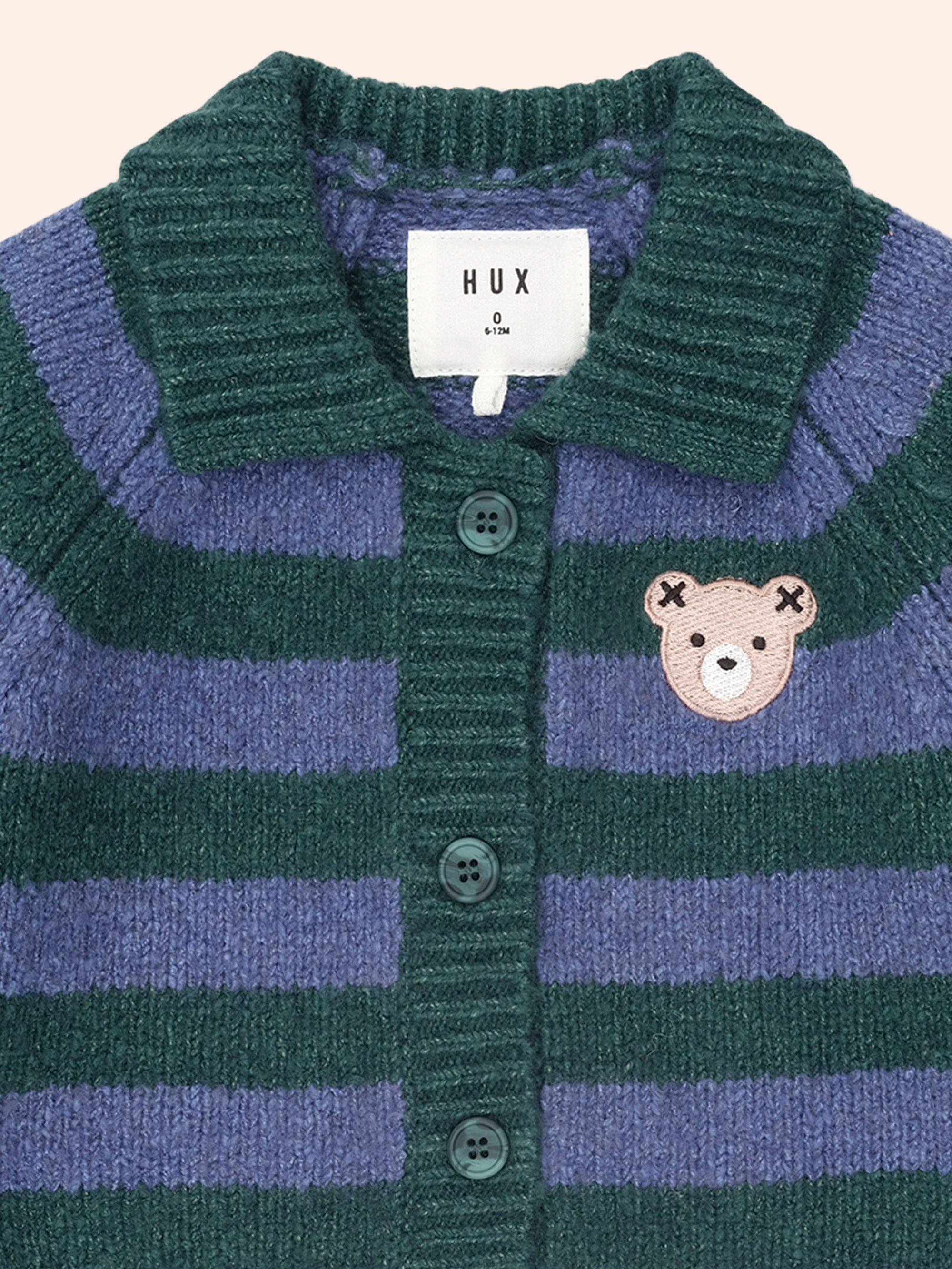 Classic Stripe Collar Knit Cardi KNIT CARDI Huxbaby