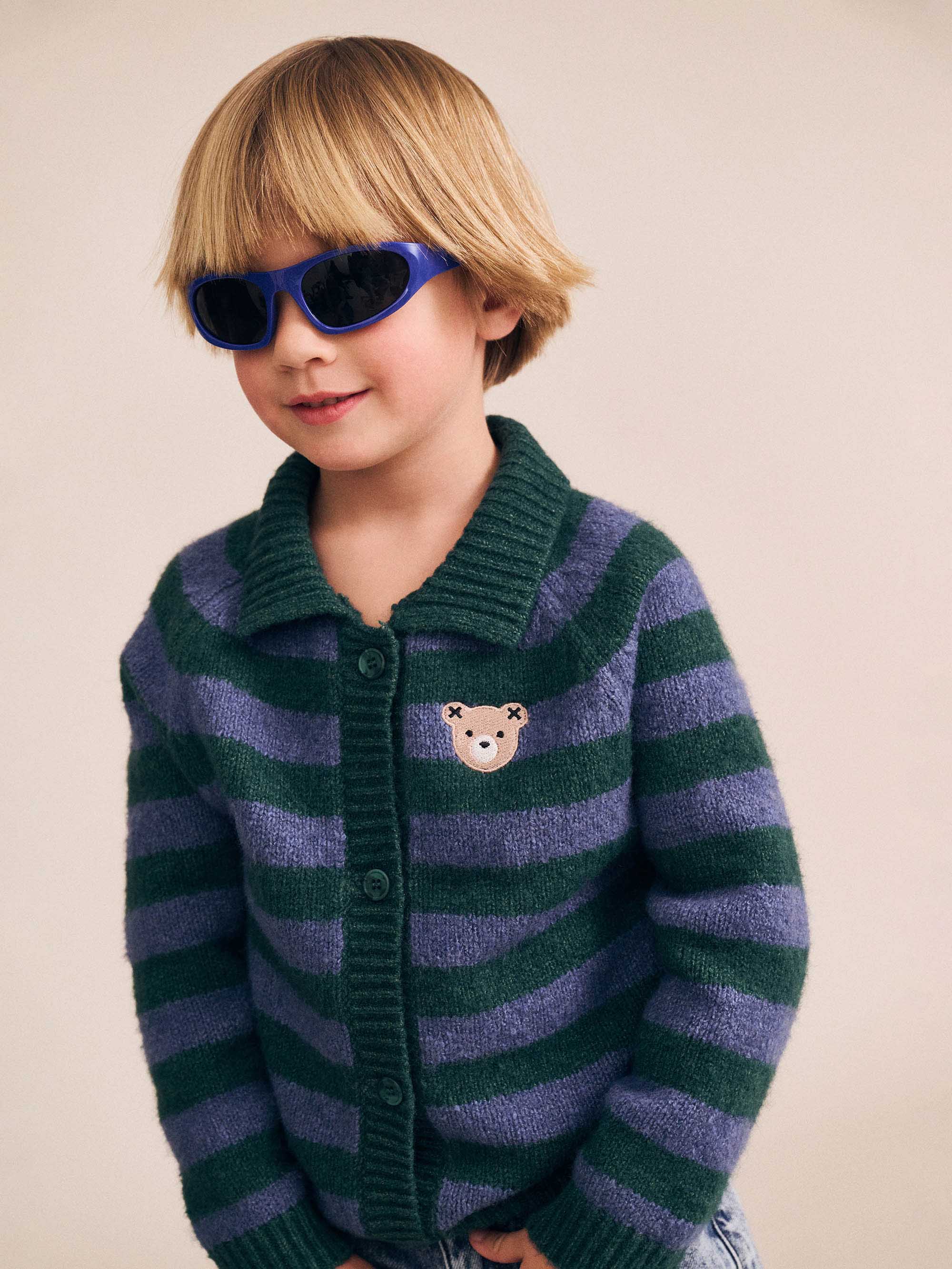 Classic Stripe Collar Knit Cardi KNIT CARDI Huxbaby