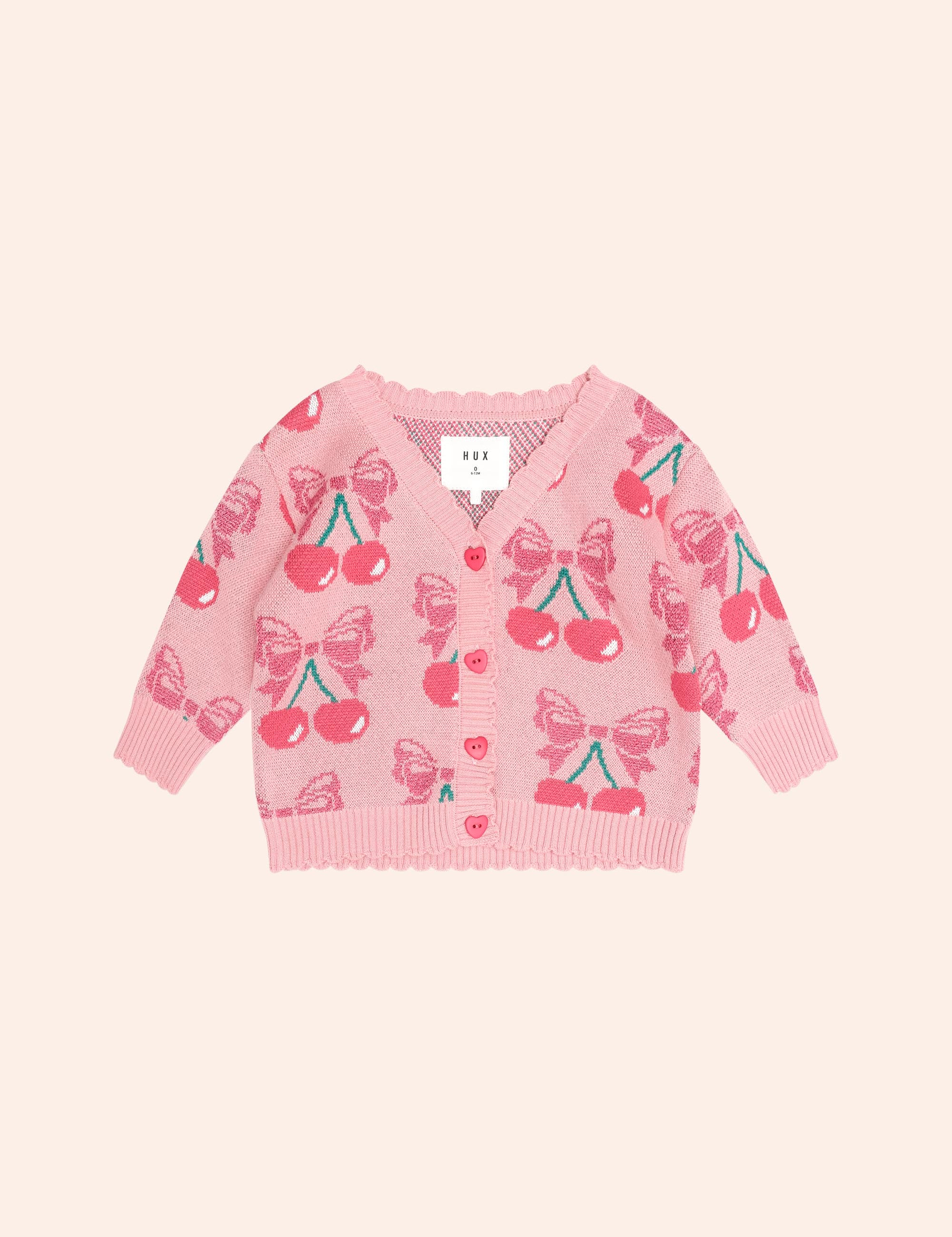 Cherry Bow Cardi KNIT CARDI Huxbaby Shopify