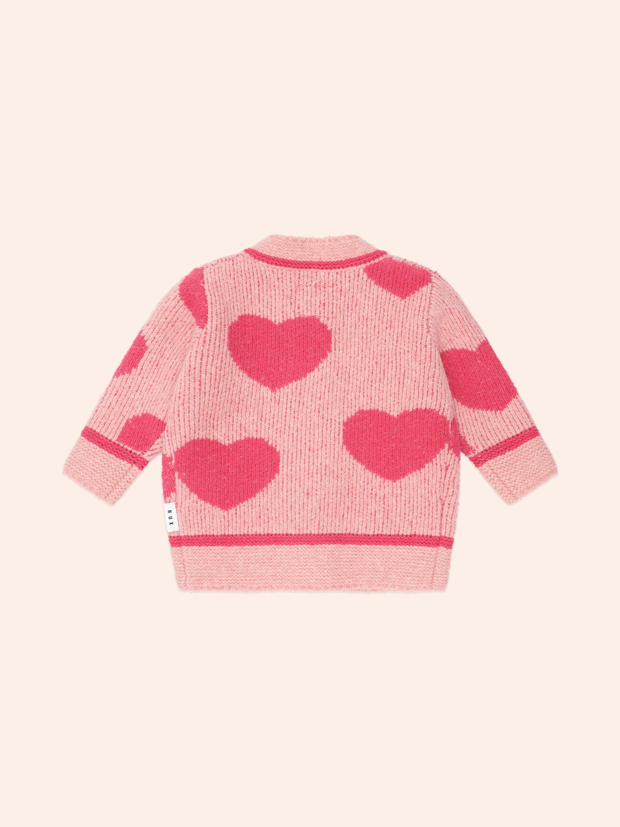 トップス heart dot reversible knit cardigan Heart Tipped Cardi – Huxbaby