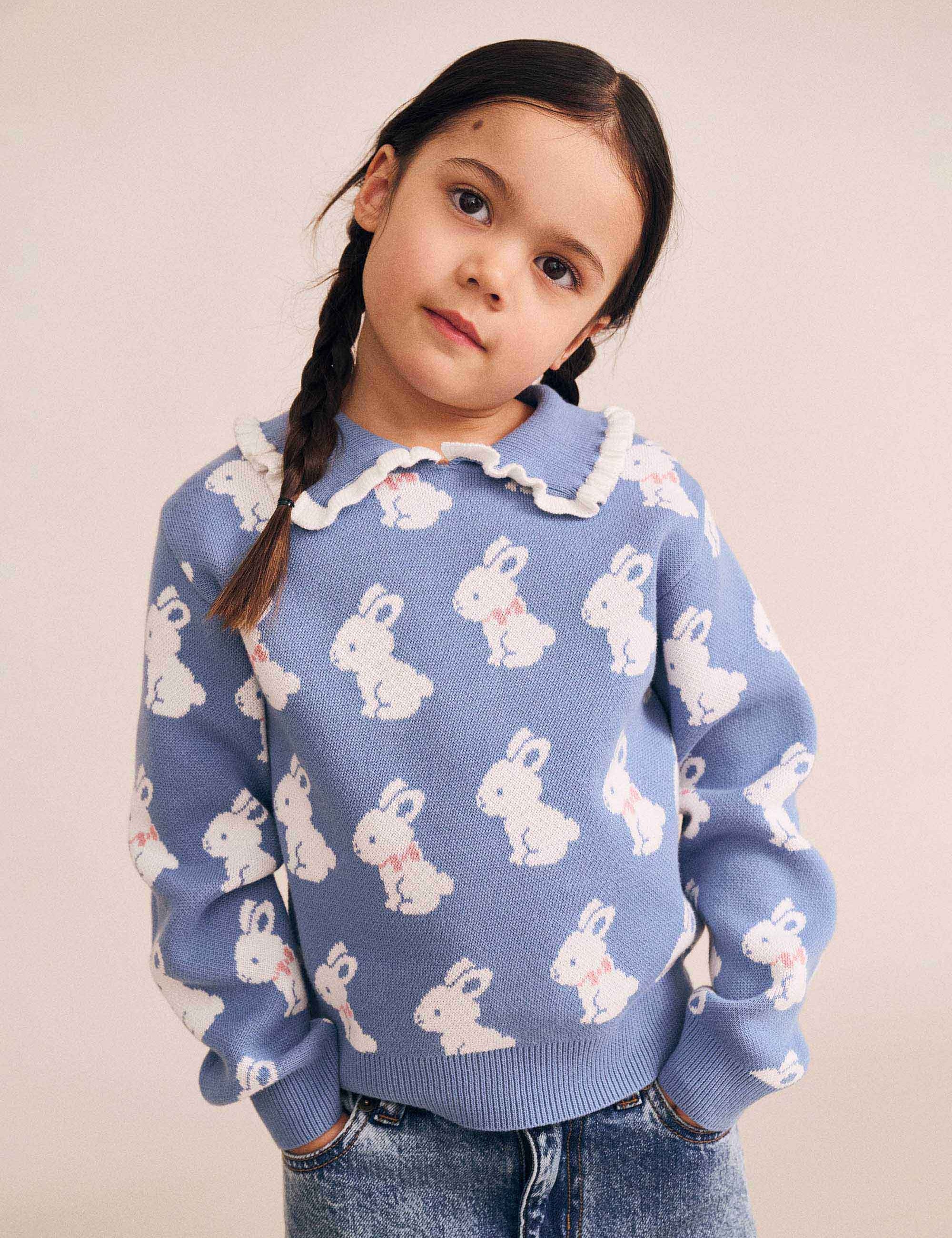 Bunny Field Frill Collar Pullover KNIT JUMPER Huxbaby