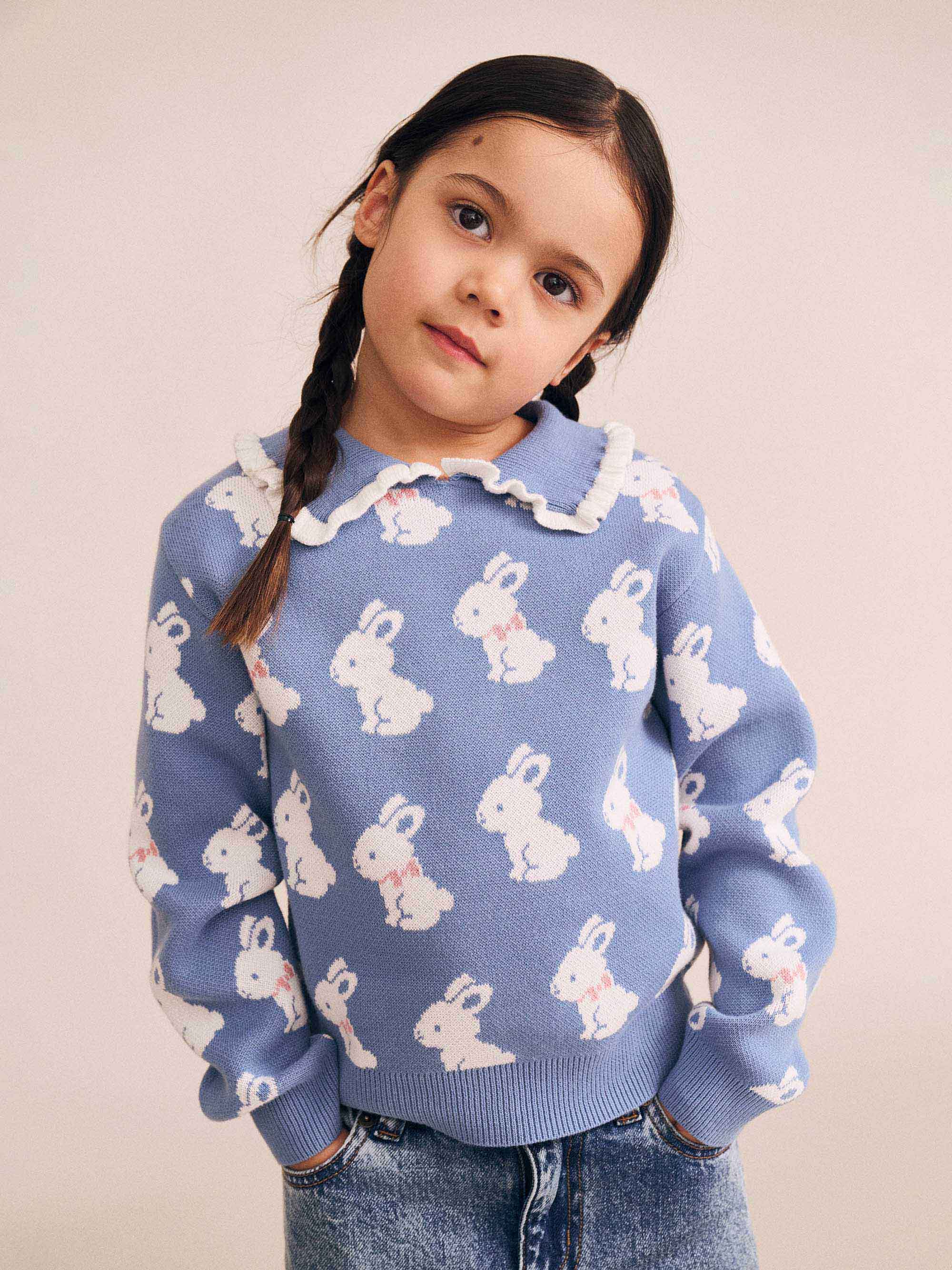 Bunny Field Frill Collar Pullover KNIT JUMPER Huxbaby