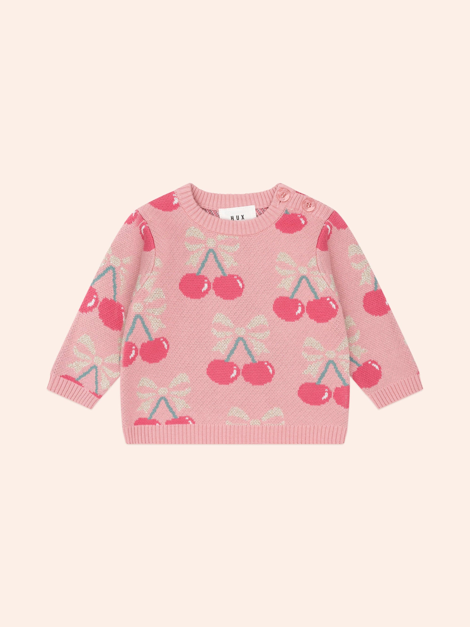 Cherry Bow Pullover KNIT JUMPER Huxbaby