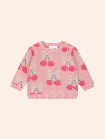 Cherry Bow Pullover KNIT JUMPER Huxbaby
