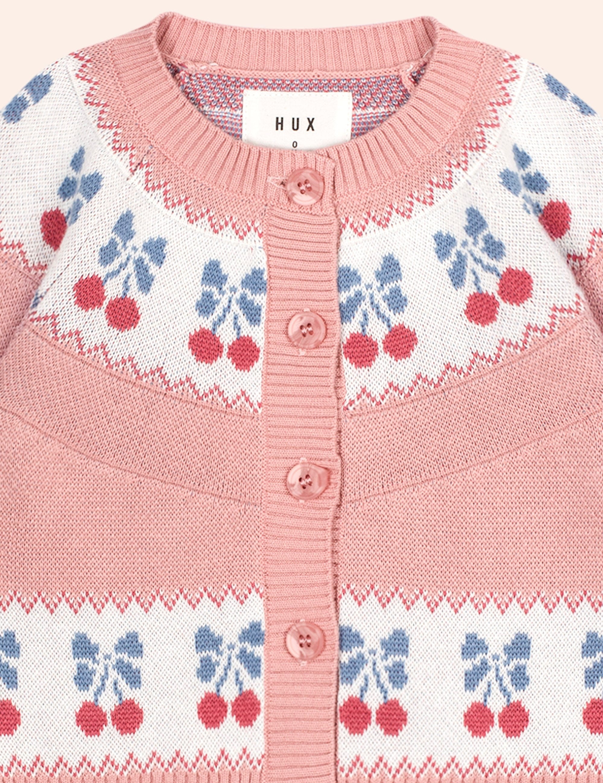 Folk Cherry Bow Cardi Pink KNIT CARDI Huxbaby