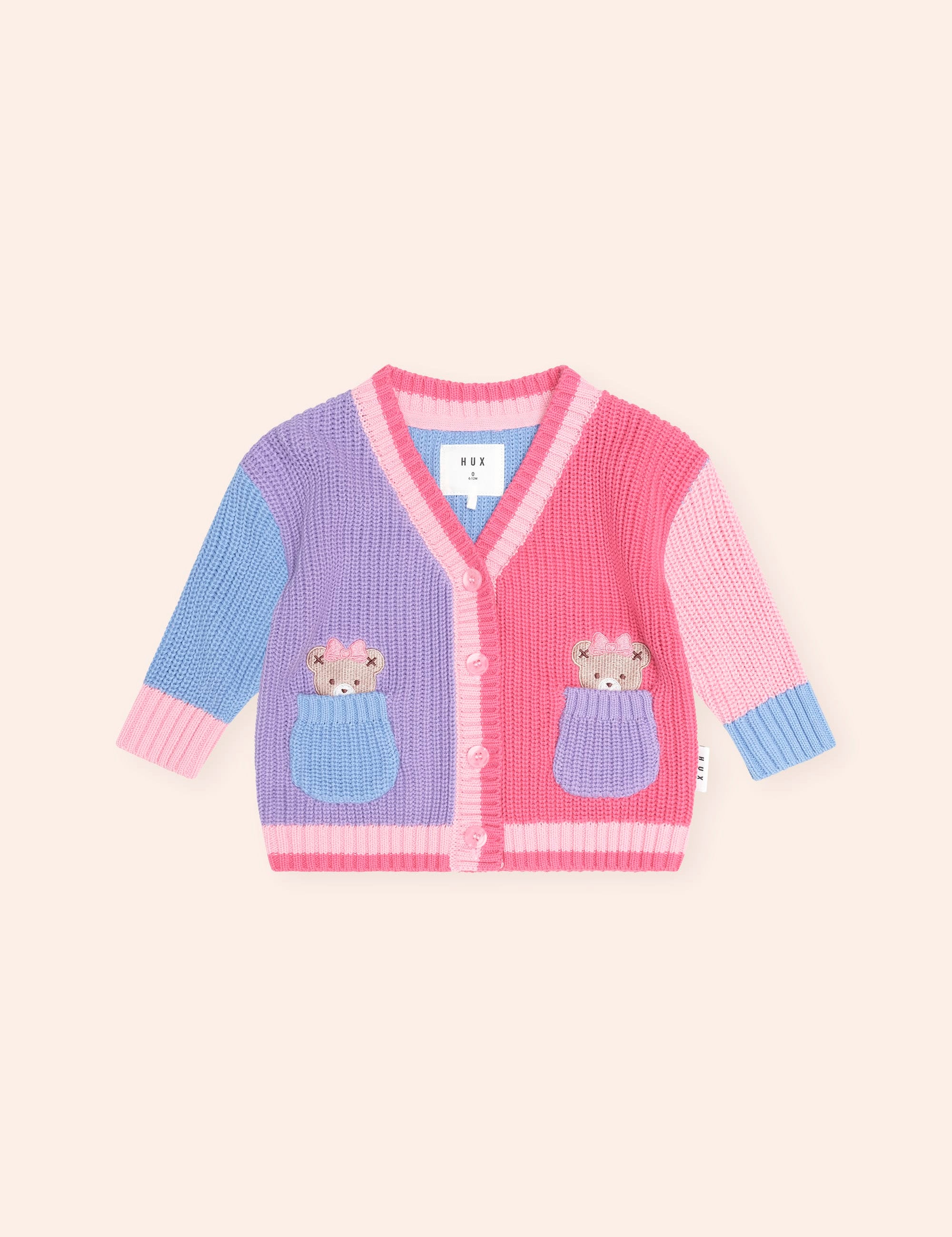 Colour Block Peekaboo Huxette Cardi KNIT CARDI Huxbaby Shopify