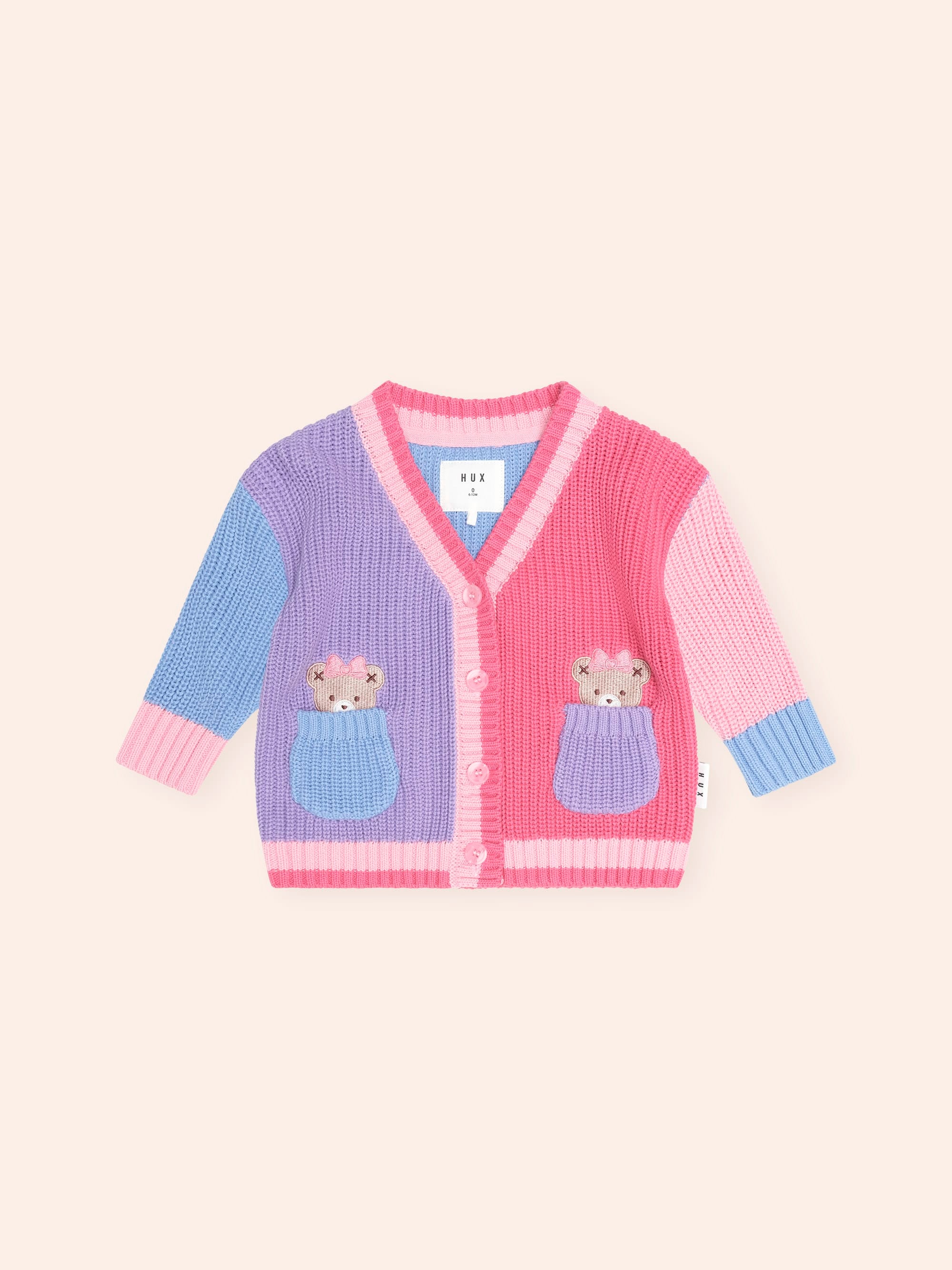 Colour Block Peekaboo Huxette Cardi KNIT CARDI Huxbaby Shopify