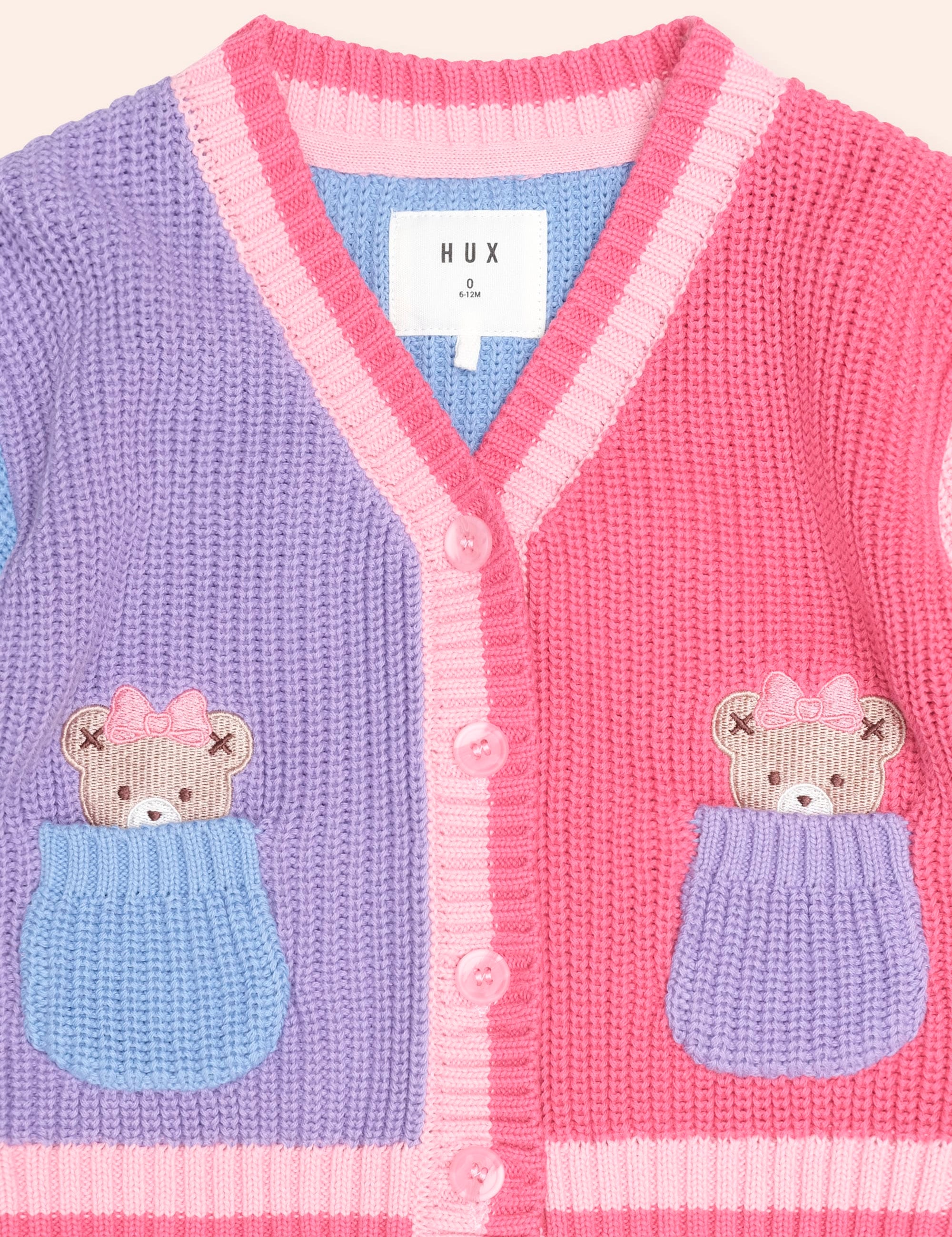 Colour Block Peekaboo Huxette Cardi KNIT CARDI Huxbaby Shopify