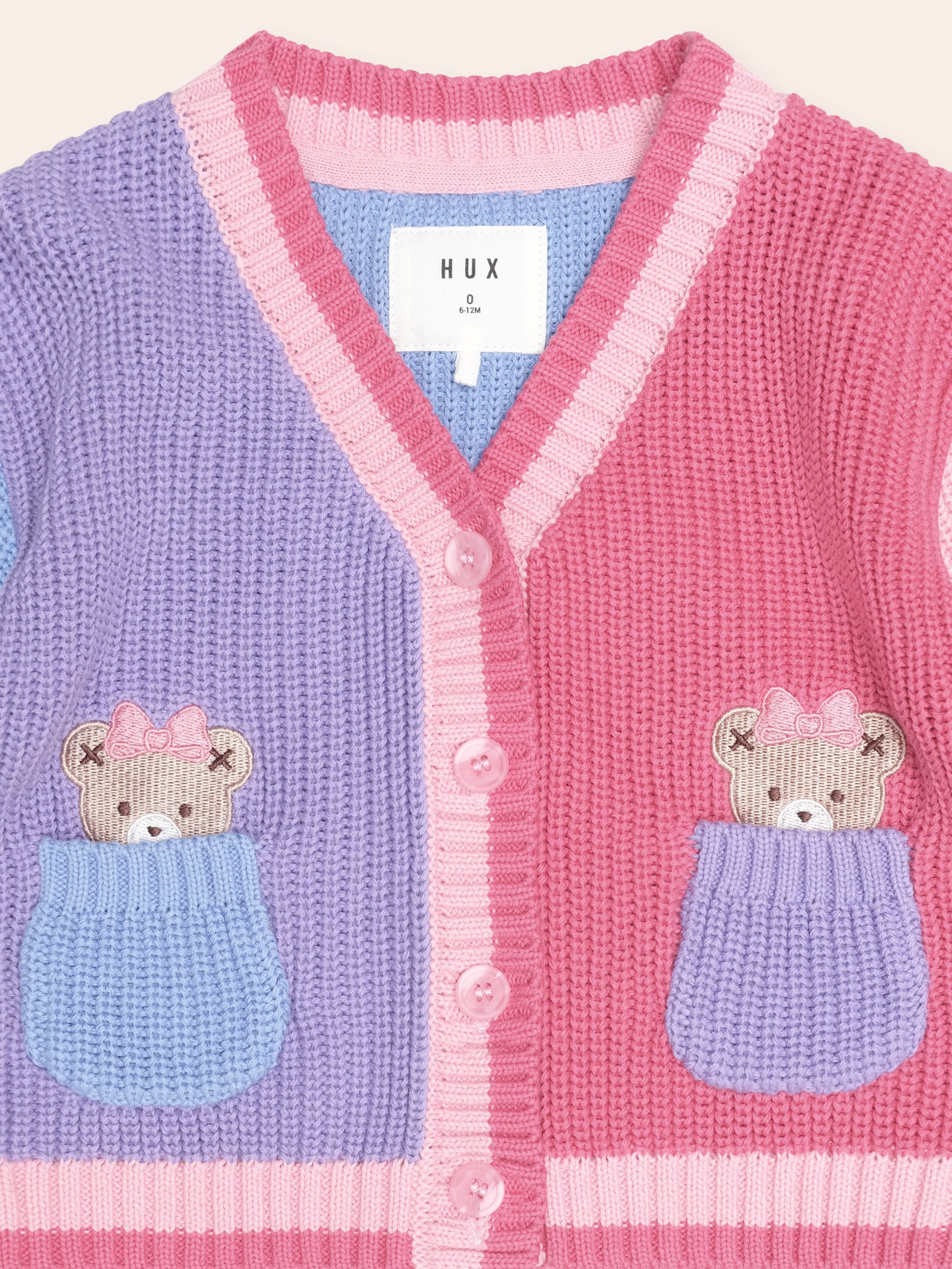 Colour Block Peekaboo Huxette Cardi KNIT CARDI Huxbaby Shopify