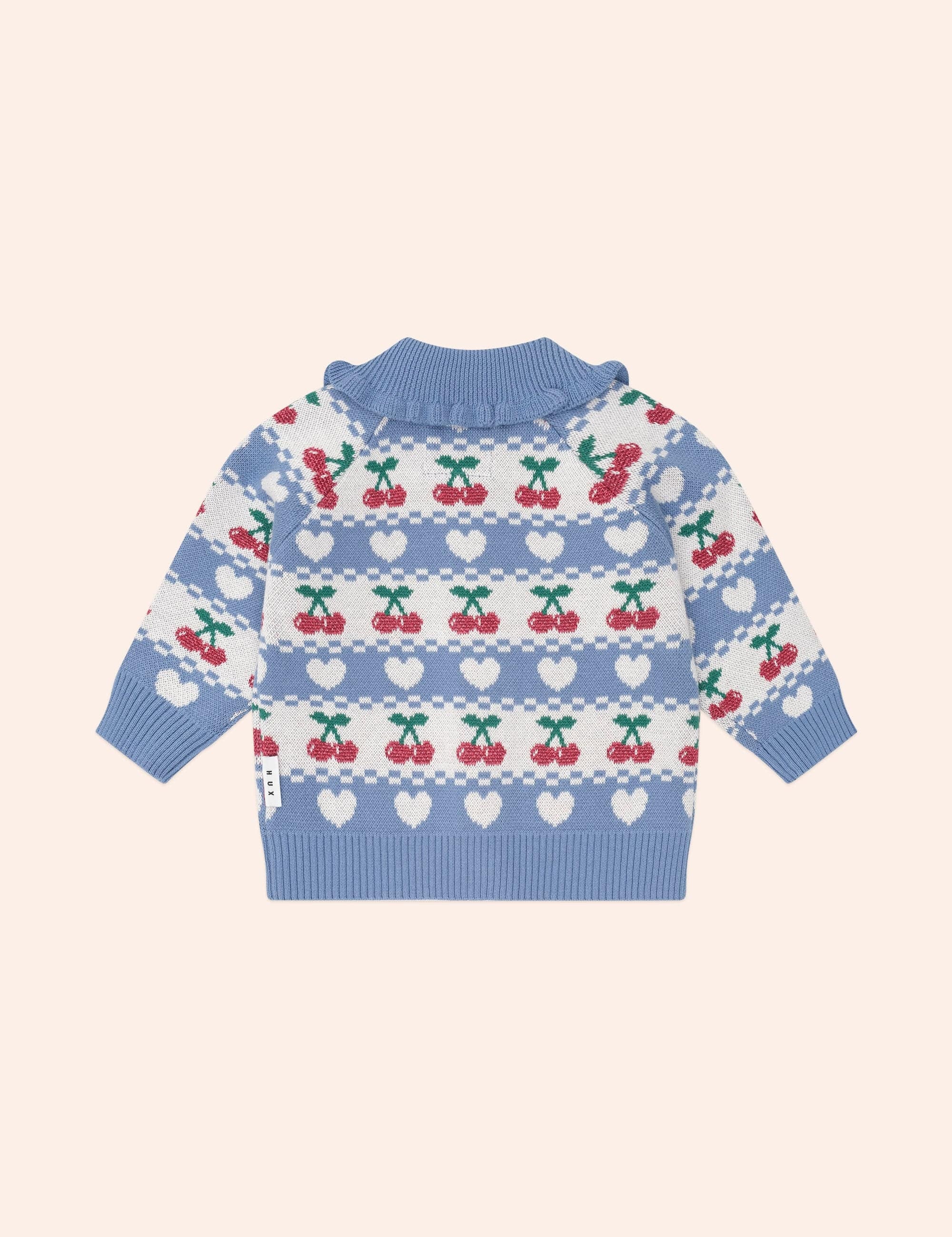 Cherry Heart Frill Collar Knit Cardi KNIT CARDI Huxbaby