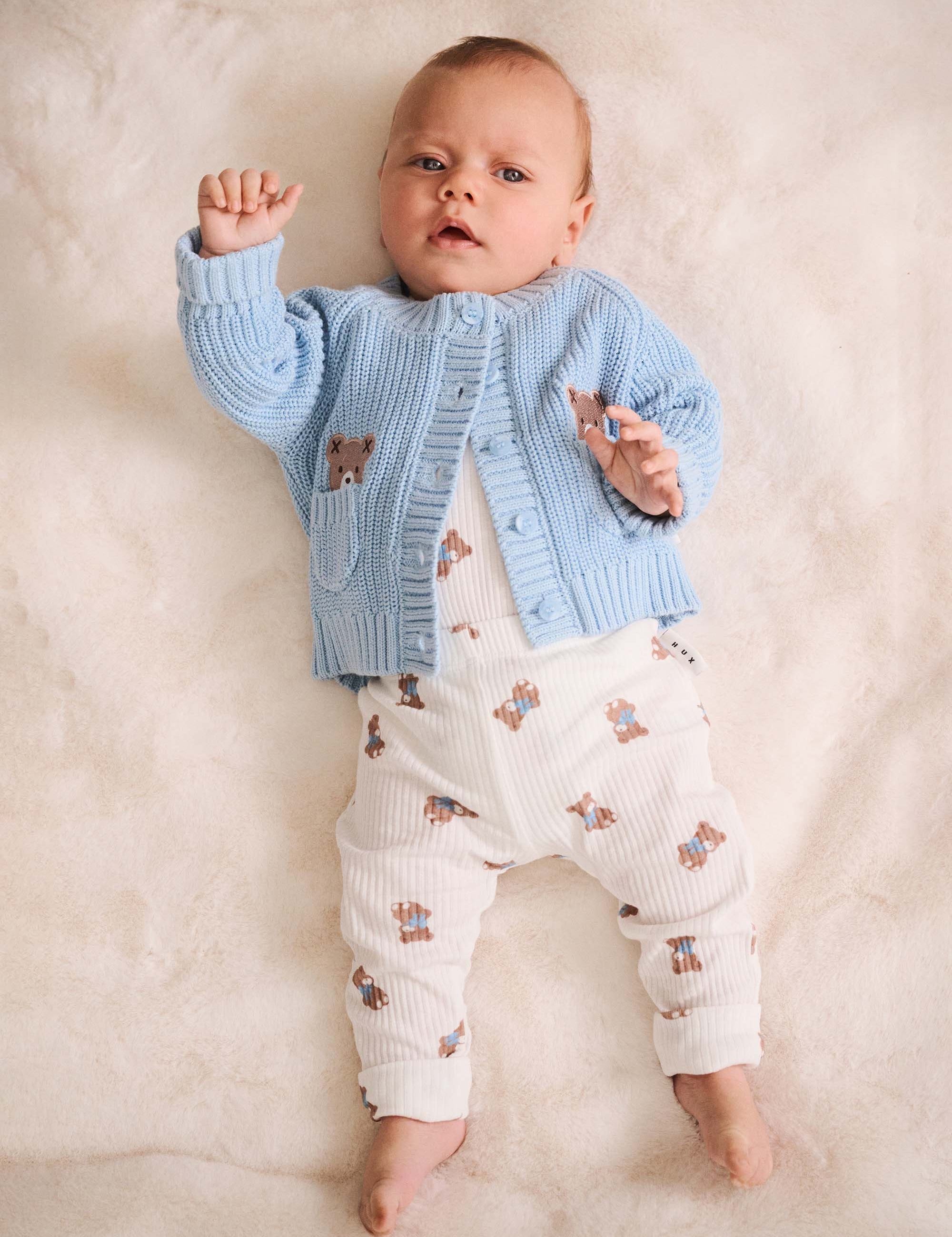 Baby Blue Fisherman Cardi KNIT CARDI Huxbaby Shopify