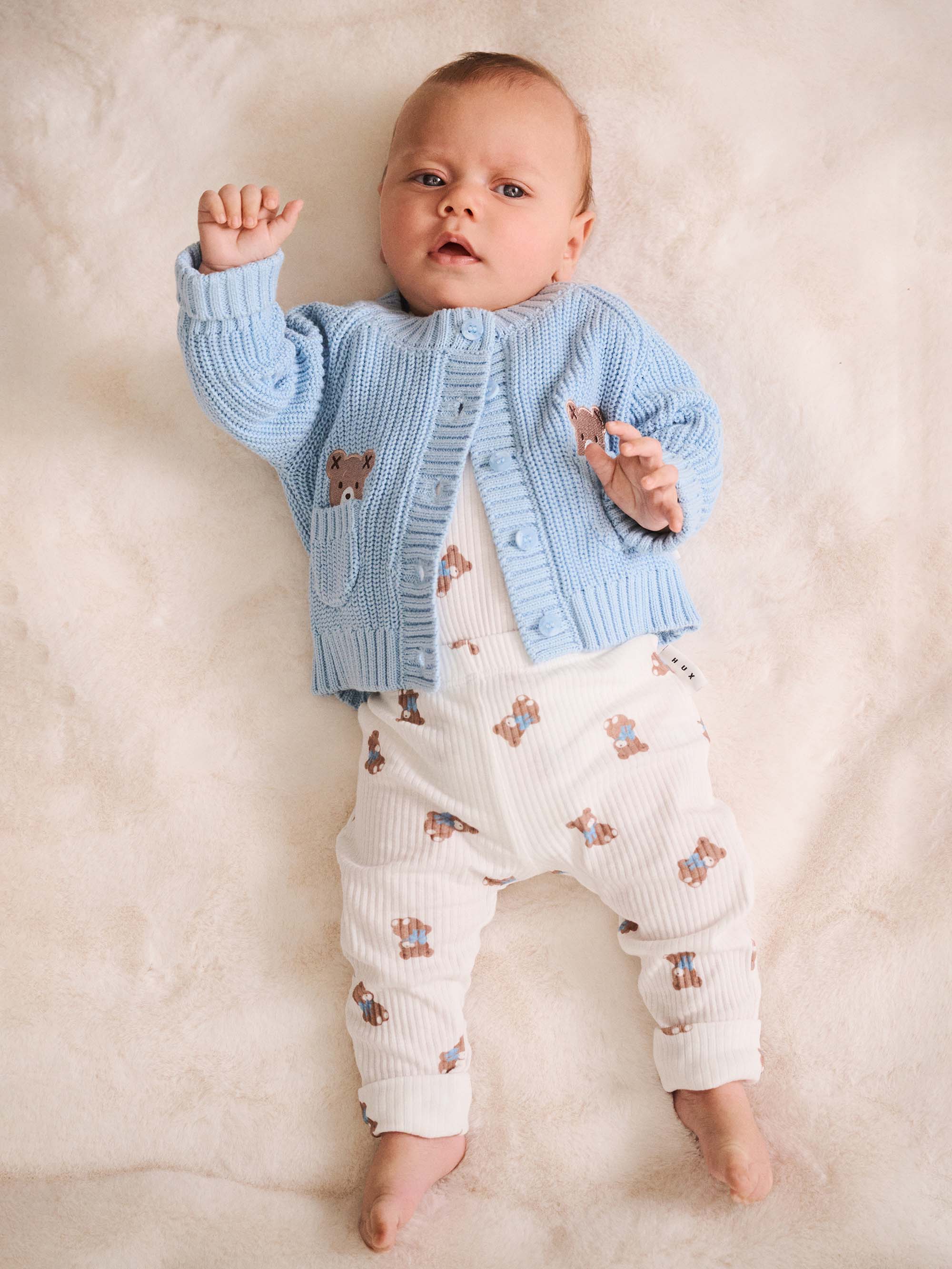 Baby Blue Fisherman Cardi KNIT CARDI Huxbaby Shopify