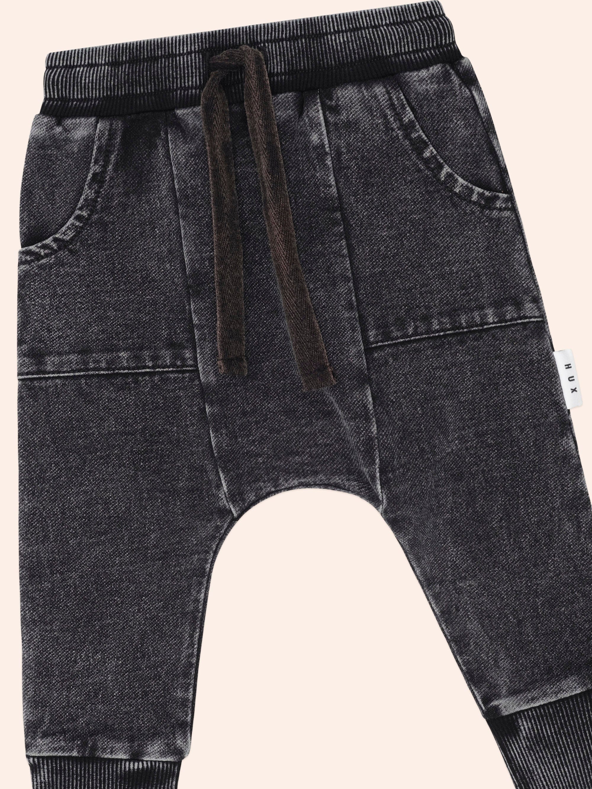 Black Knit Denim 5 Pocket Pant PANT Huxbaby