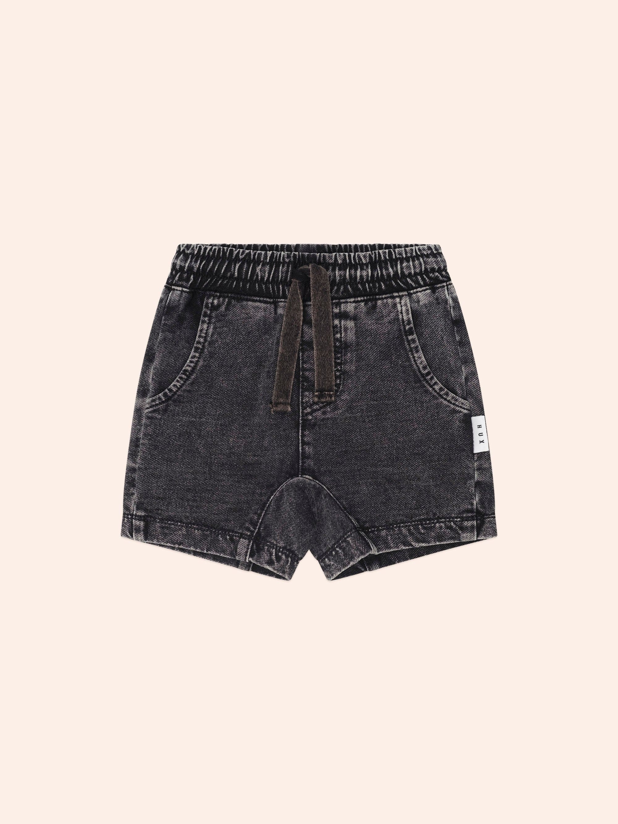 Black Knit Denim Gusset Short SHORT Huxbaby