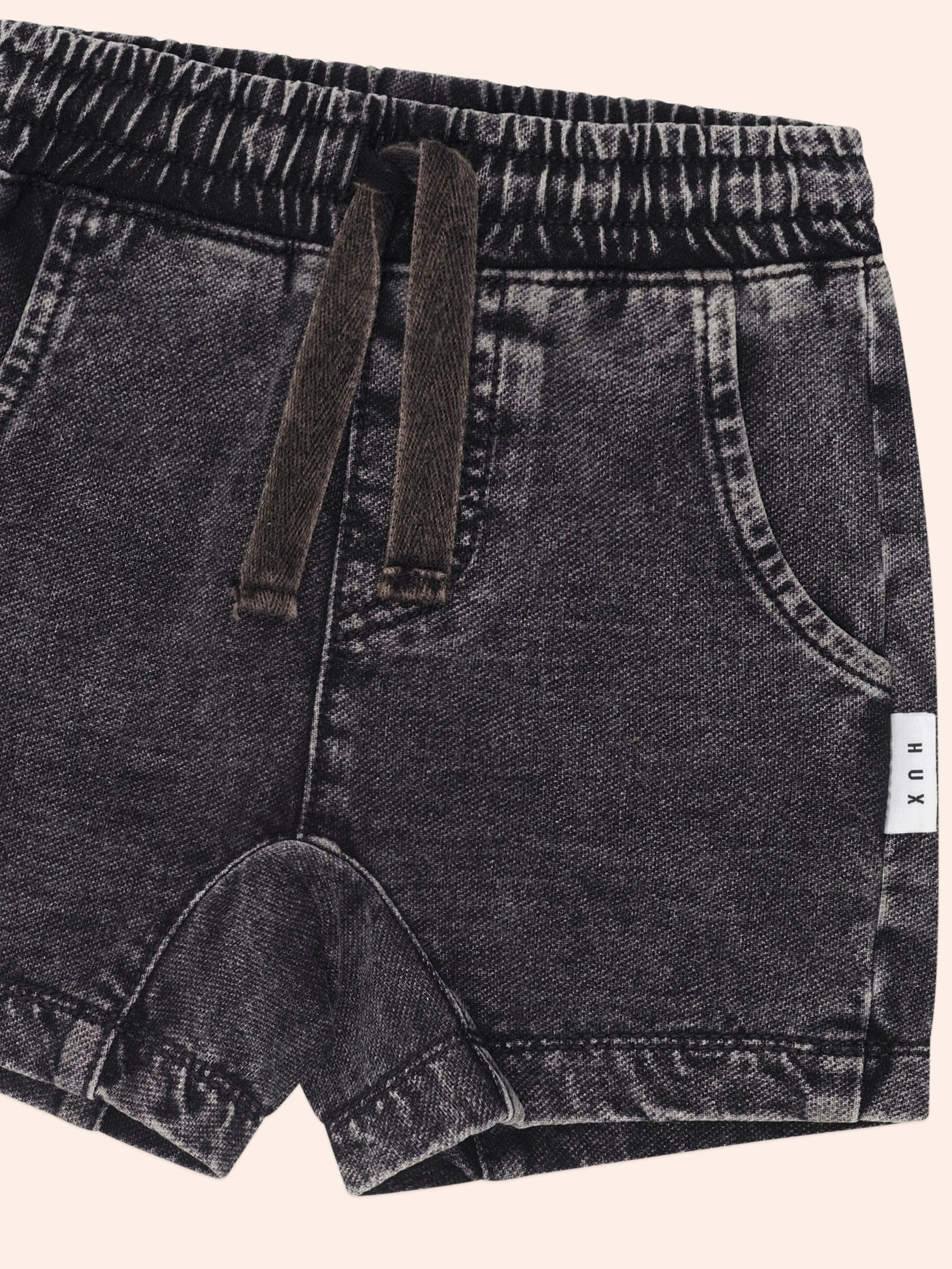 Black Knit Denim Gusset Short SHORT Huxbaby