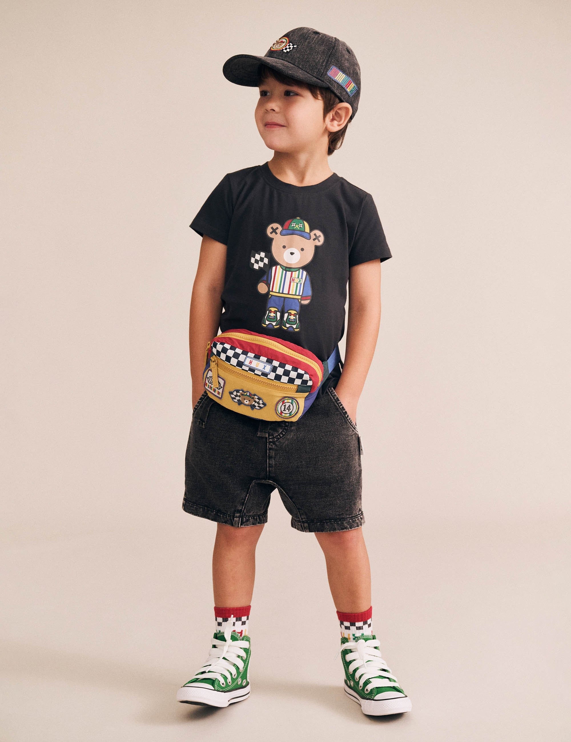 Black Knit Denim Gusset Short SHORT Huxbaby