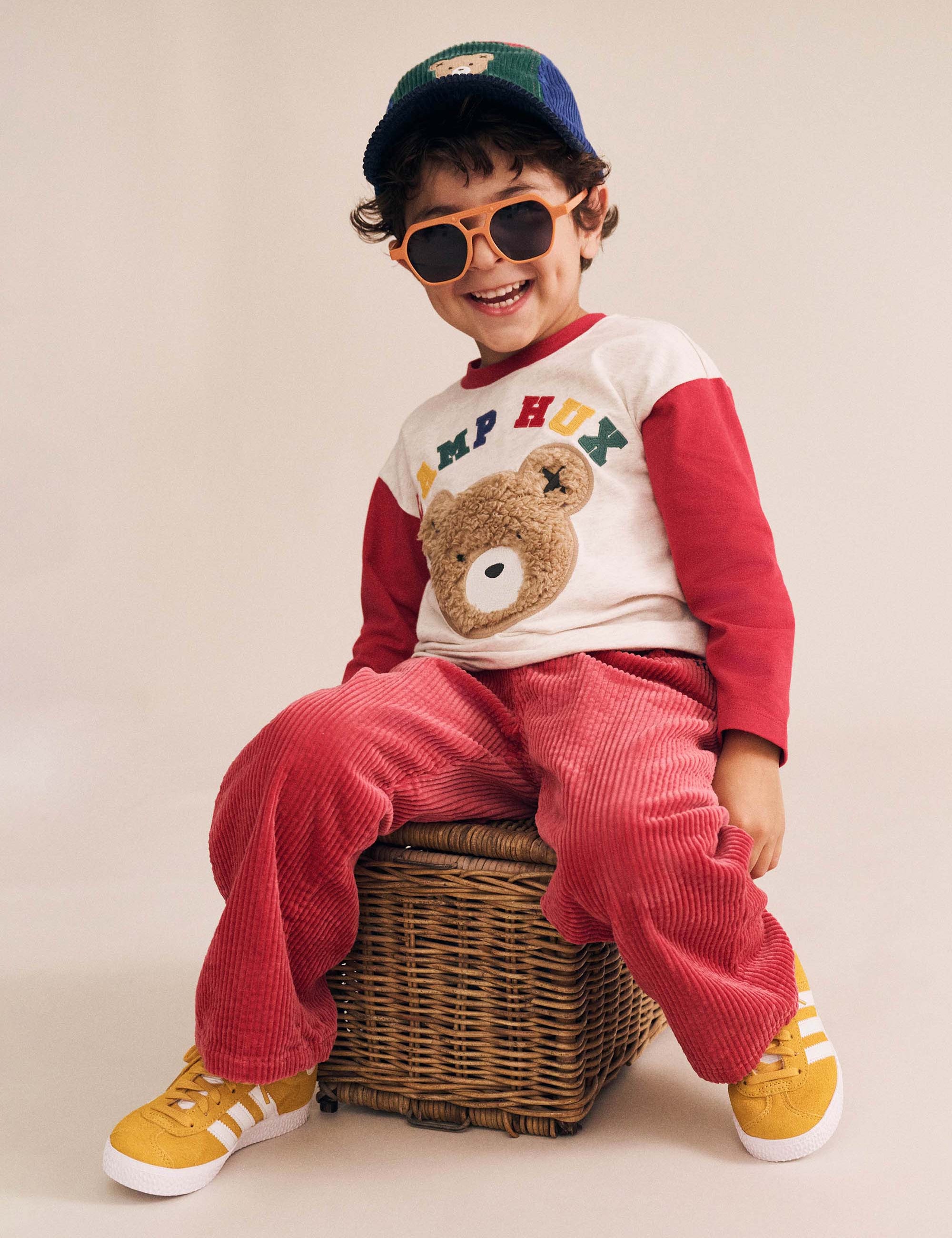 Cord Wide Leg Pant Red PANT Huxbaby