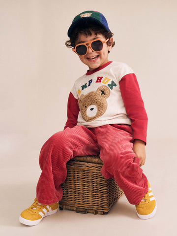 Cord Wide Leg Pant Red PANT Huxbaby