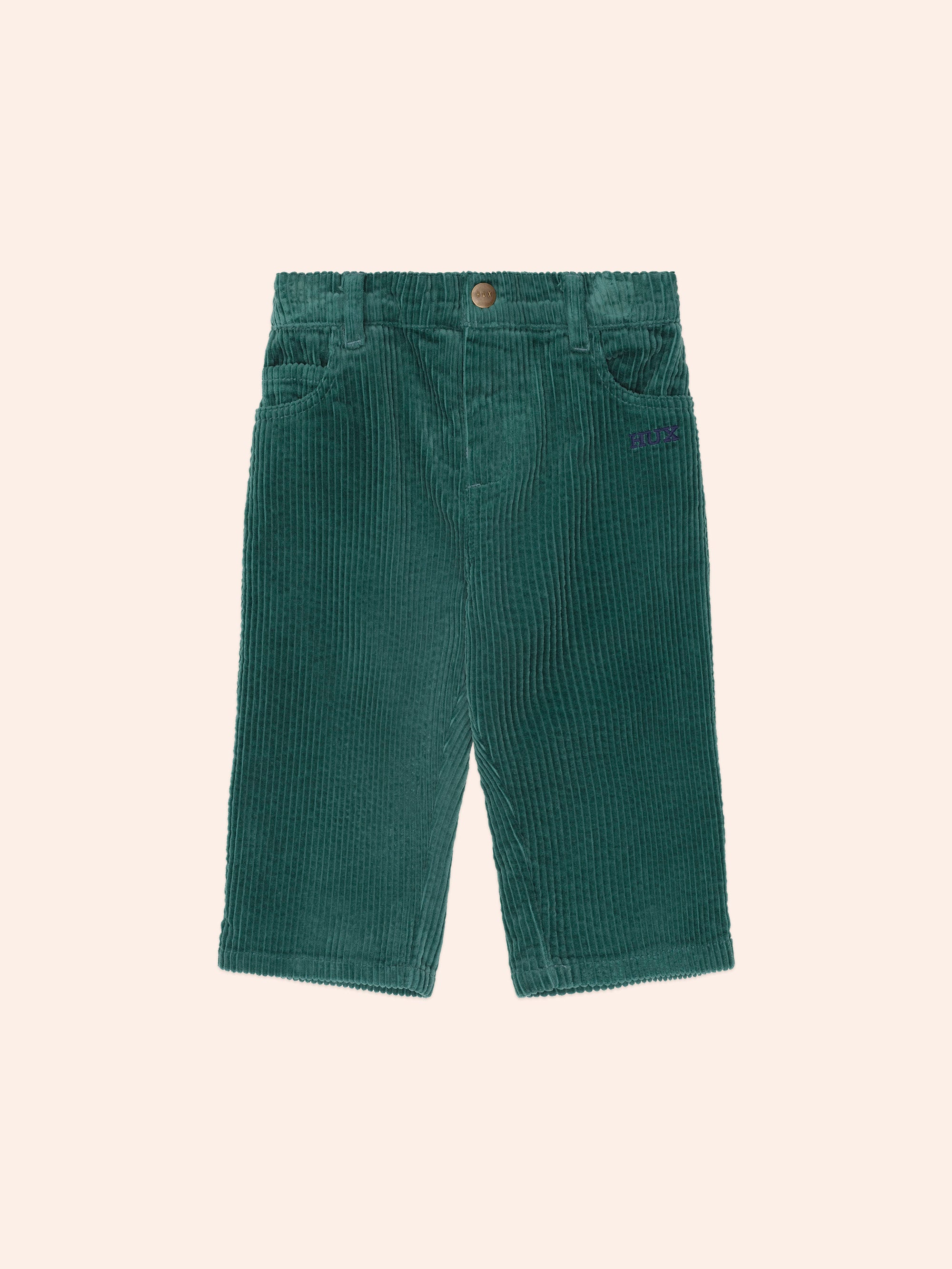 Cord Wide Leg Pant Green PANT Huxbaby
