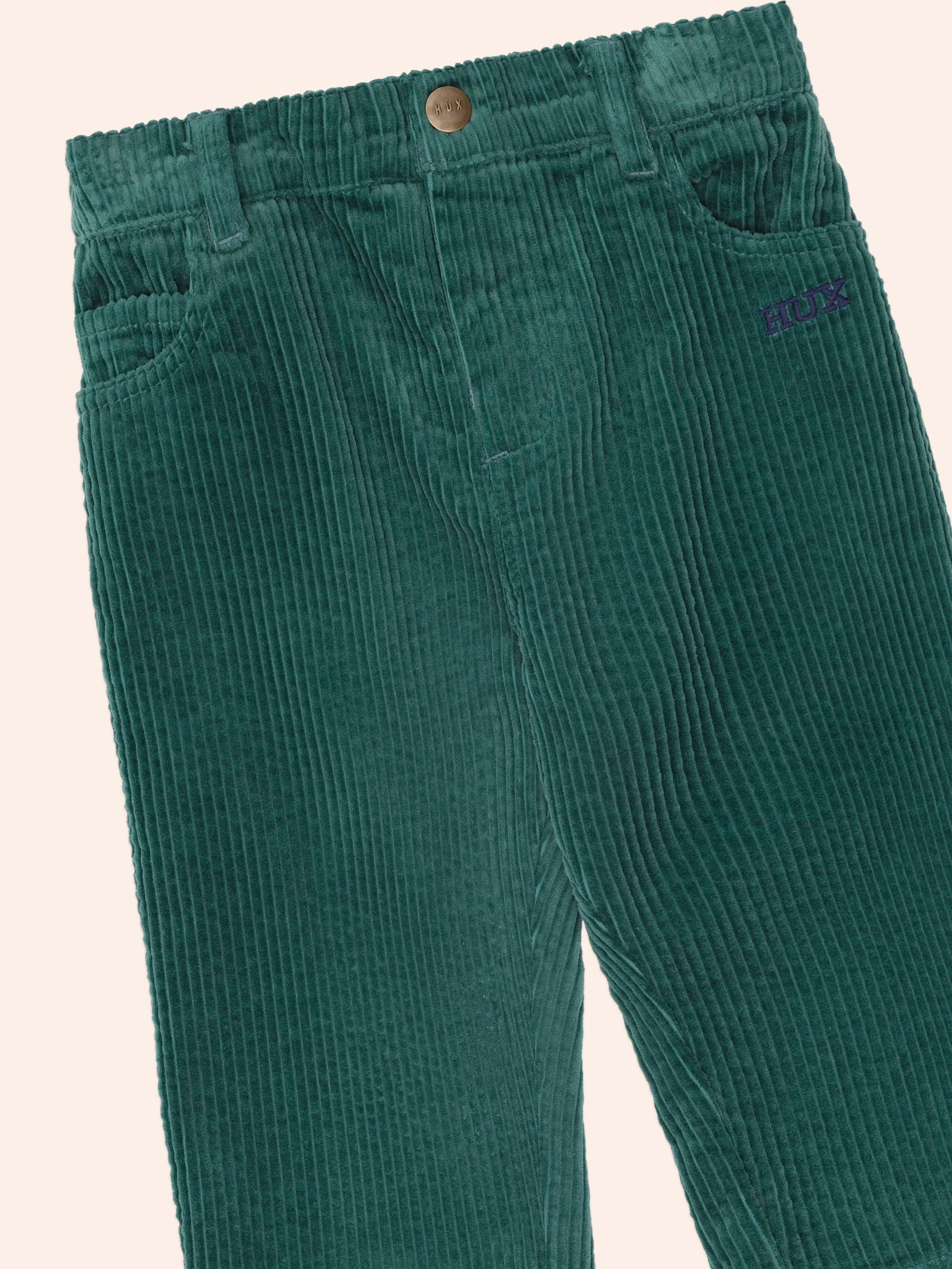 Cord Wide Leg Pant Green PANT Huxbaby