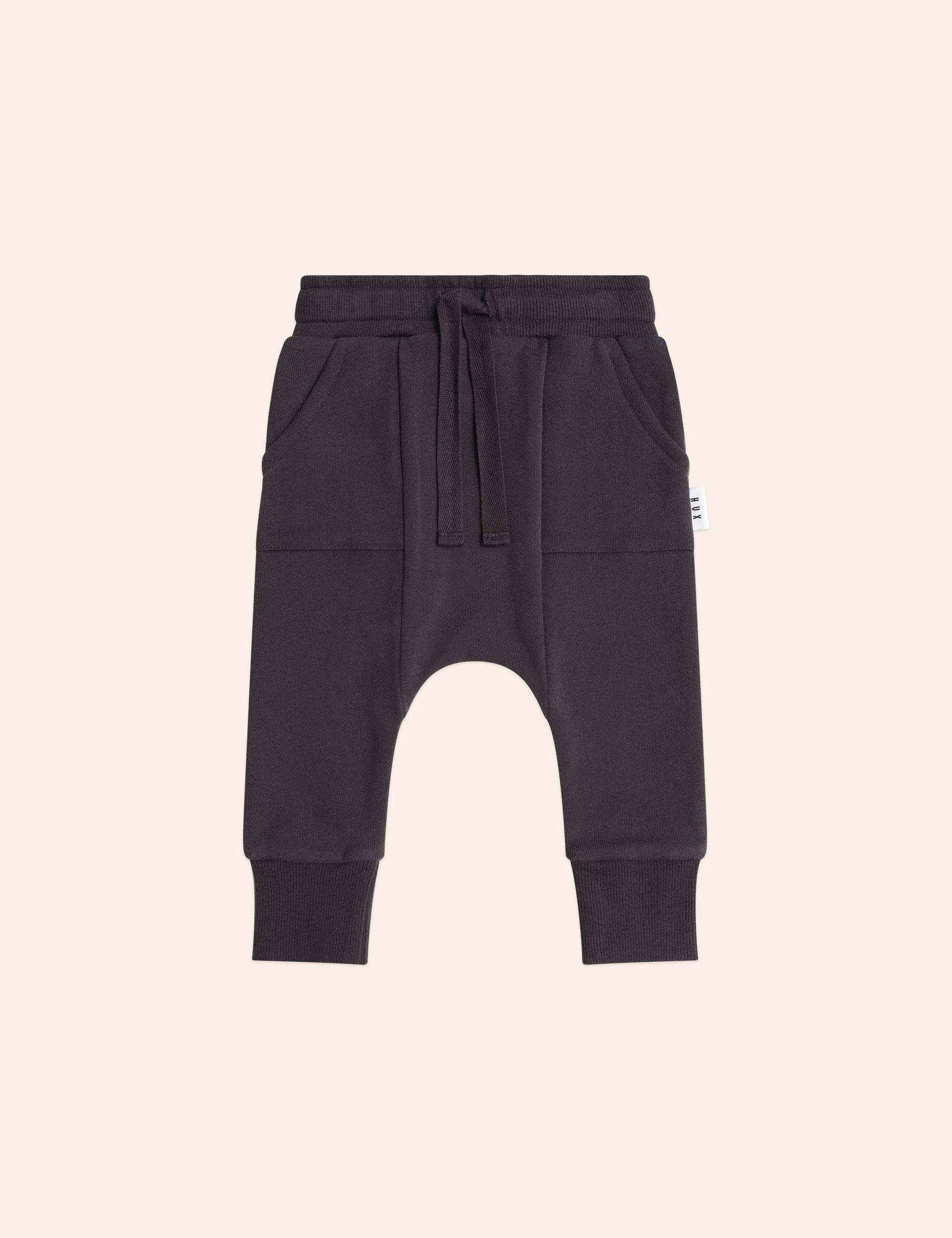 Slouchy Trackpants with Pockets Black PANT Huxbaby