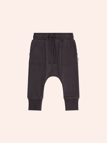 Slouchy Trackpants with Pockets Black PANT Huxbaby