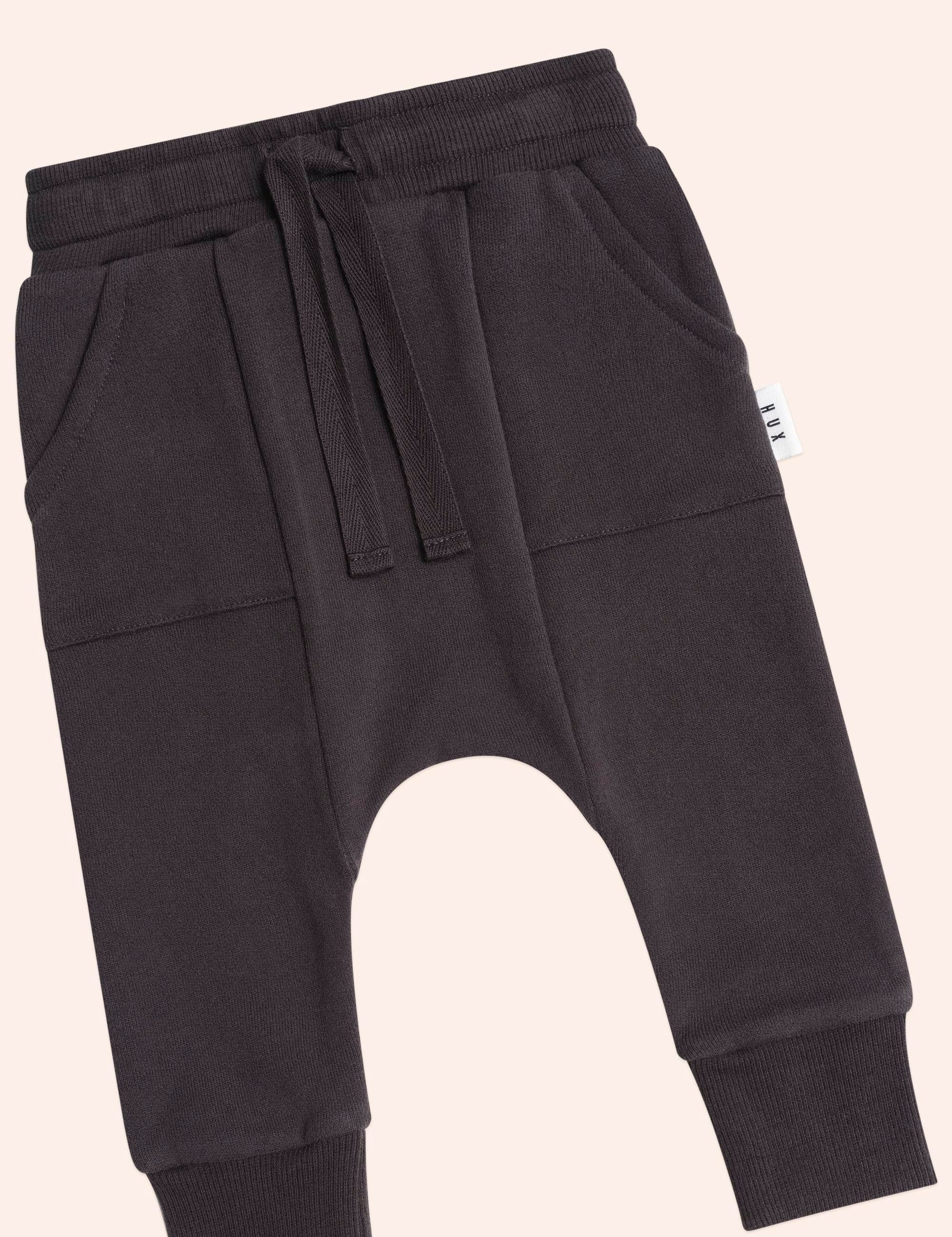 Slouchy Trackpants with Pockets Black PANT Huxbaby