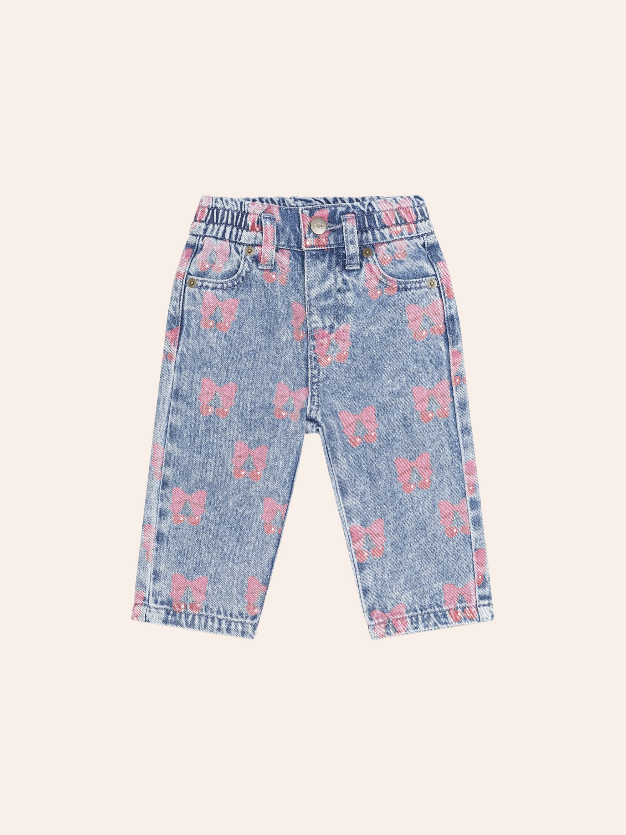 Huxbaby Shopify PANT Dreamy Denim Cherry Paperbag Pant