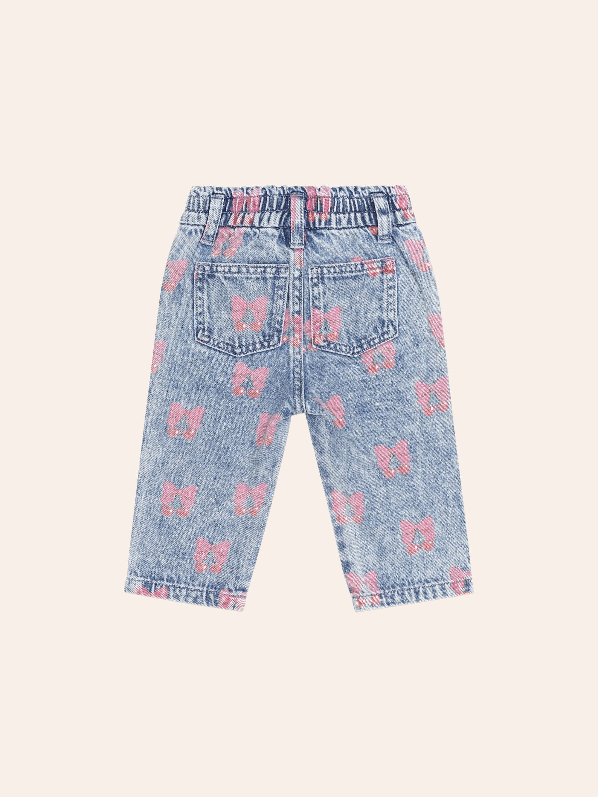 Huxbaby Shopify PANT Dreamy Denim Cherry Paperbag Pant