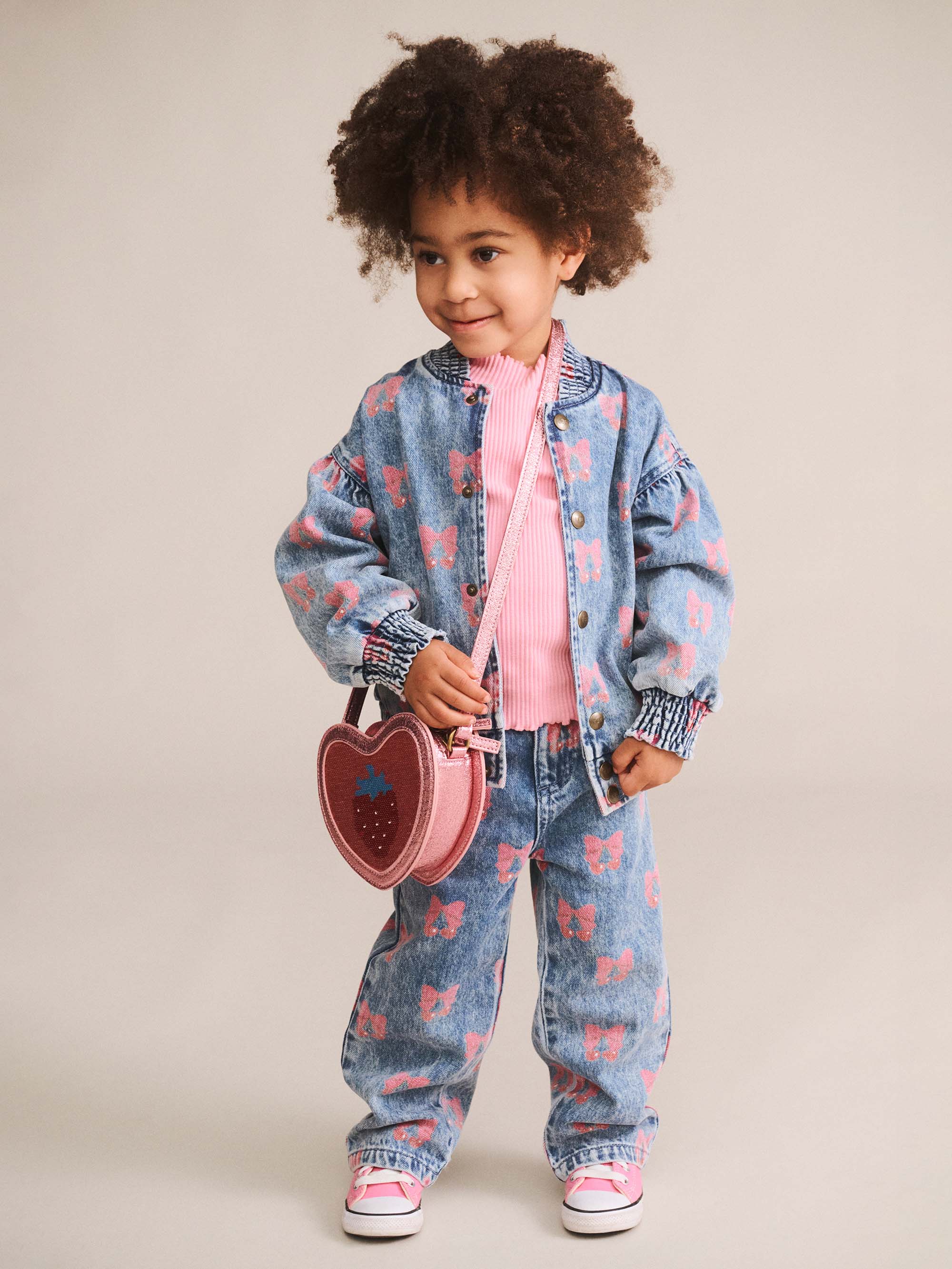 Huxbaby Shopify PANT Dreamy Denim Cherry Paperbag Pant