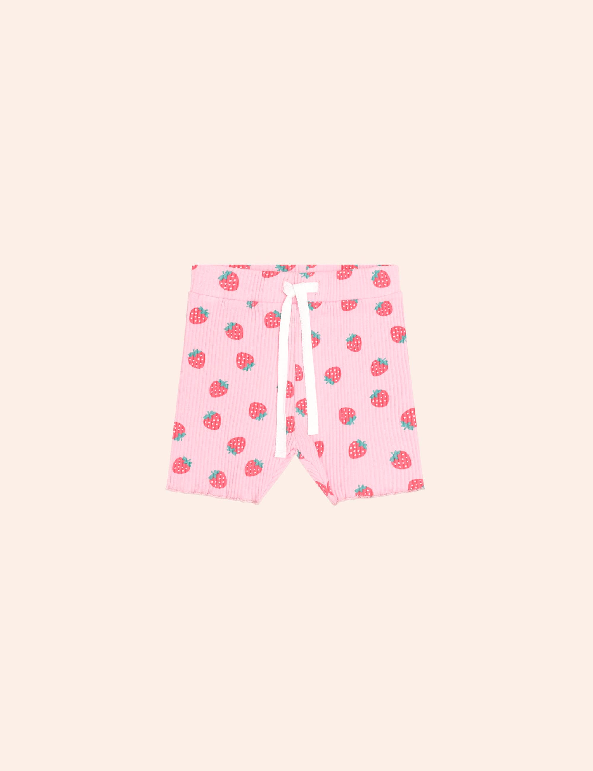 Strawberry Print Rib Bike Short SHORT Huxbaby Shopify