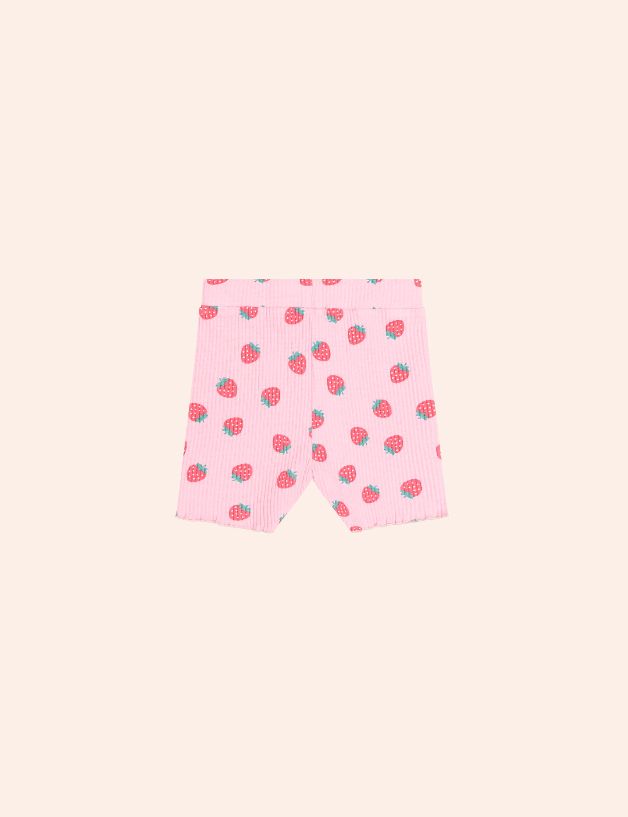 Strawberry Print Rib Bike Short SHORT Huxbaby Shopify
