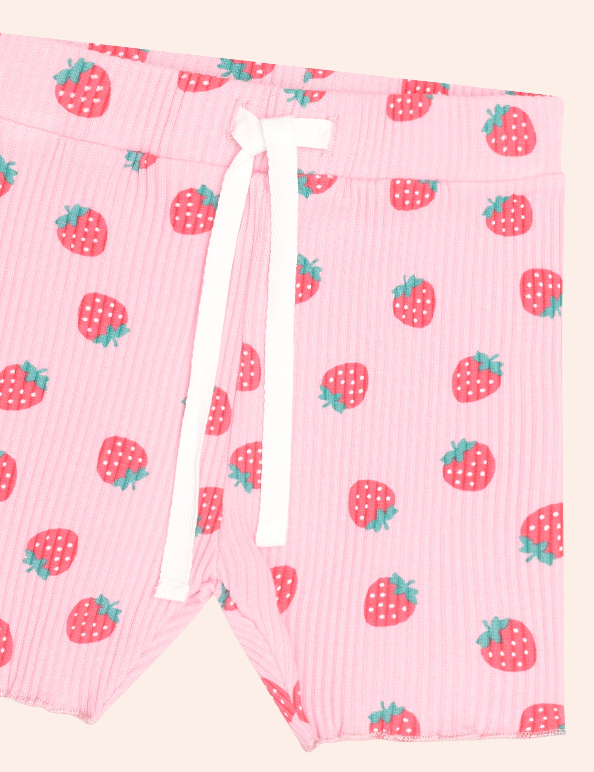 Strawberry Print Rib Bike Short SHORT Huxbaby Shopify