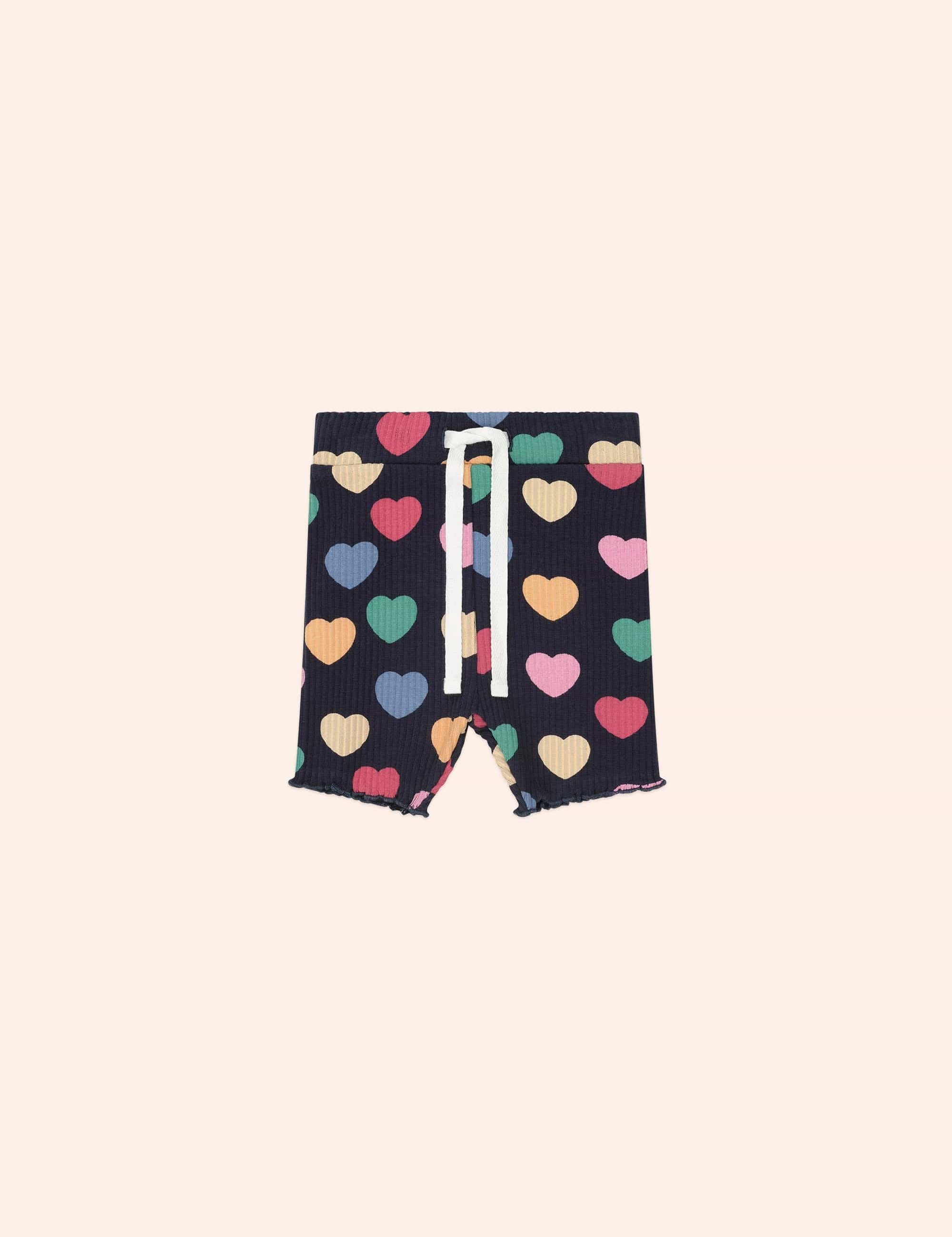 Multi Hearts Rib Bike Short SHORT Huxbaby