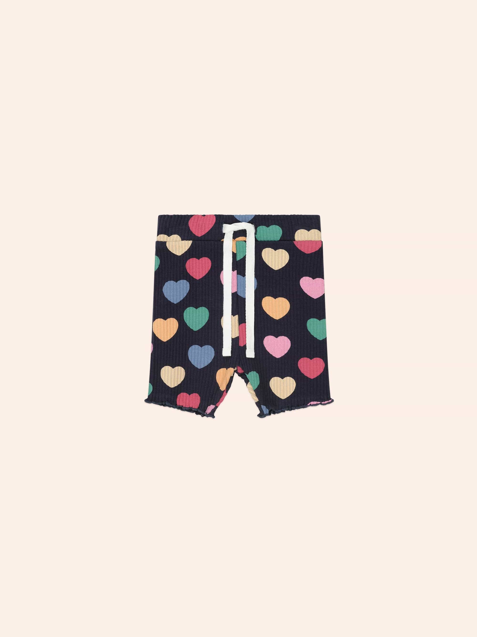Multi Hearts Rib Bike Short SHORT Huxbaby