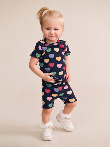 Multi Hearts Rib Bike Short SHORT Huxbaby