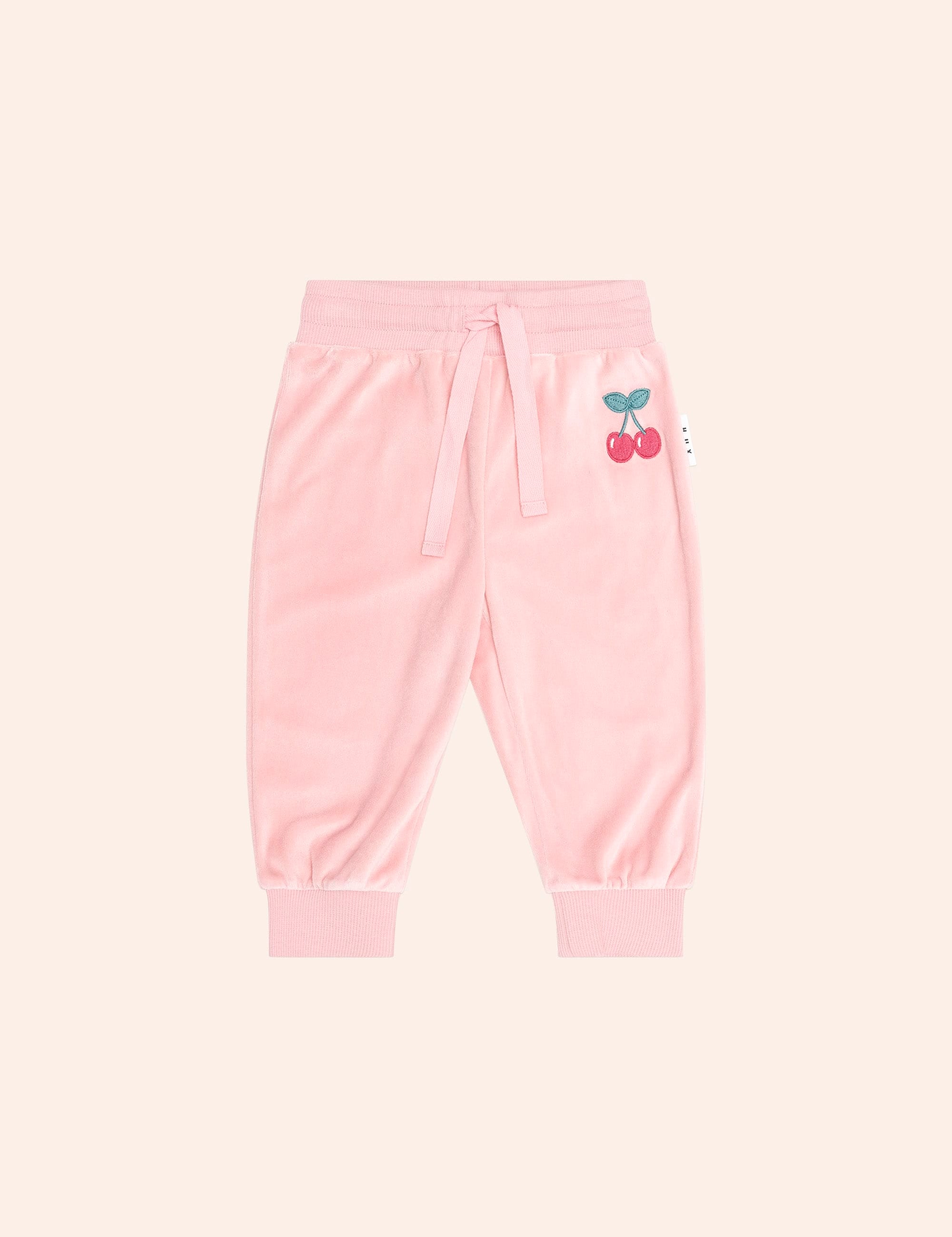 Cherry Emb Velour Trackpant PANT Huxbaby Shopify