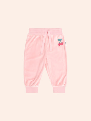 Cherry Emb Velour Trackpant PANT Huxbaby Shopify