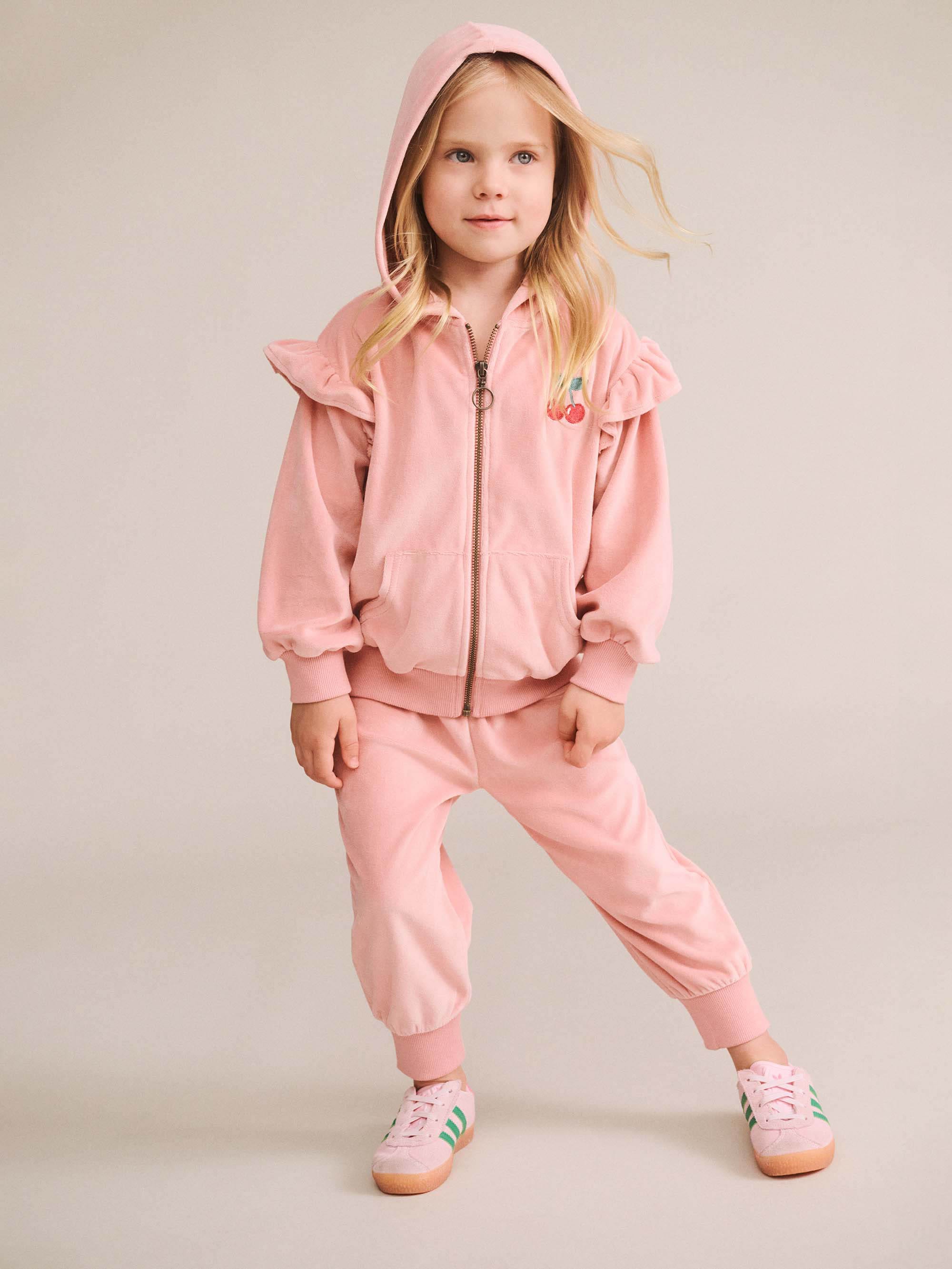 Huxbaby Shopify PANT Cherry Emb Velour Trackpant