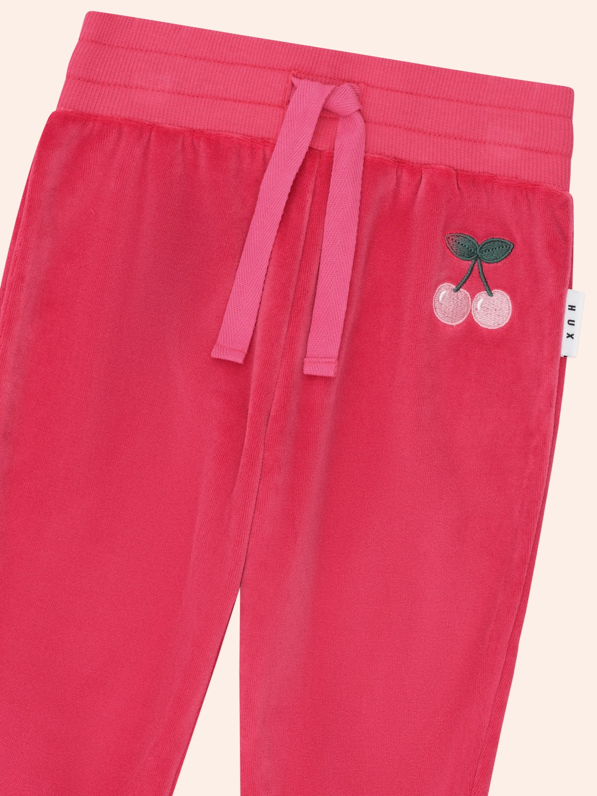 Very Cherry Velour Trackpant PANT Huxbaby
