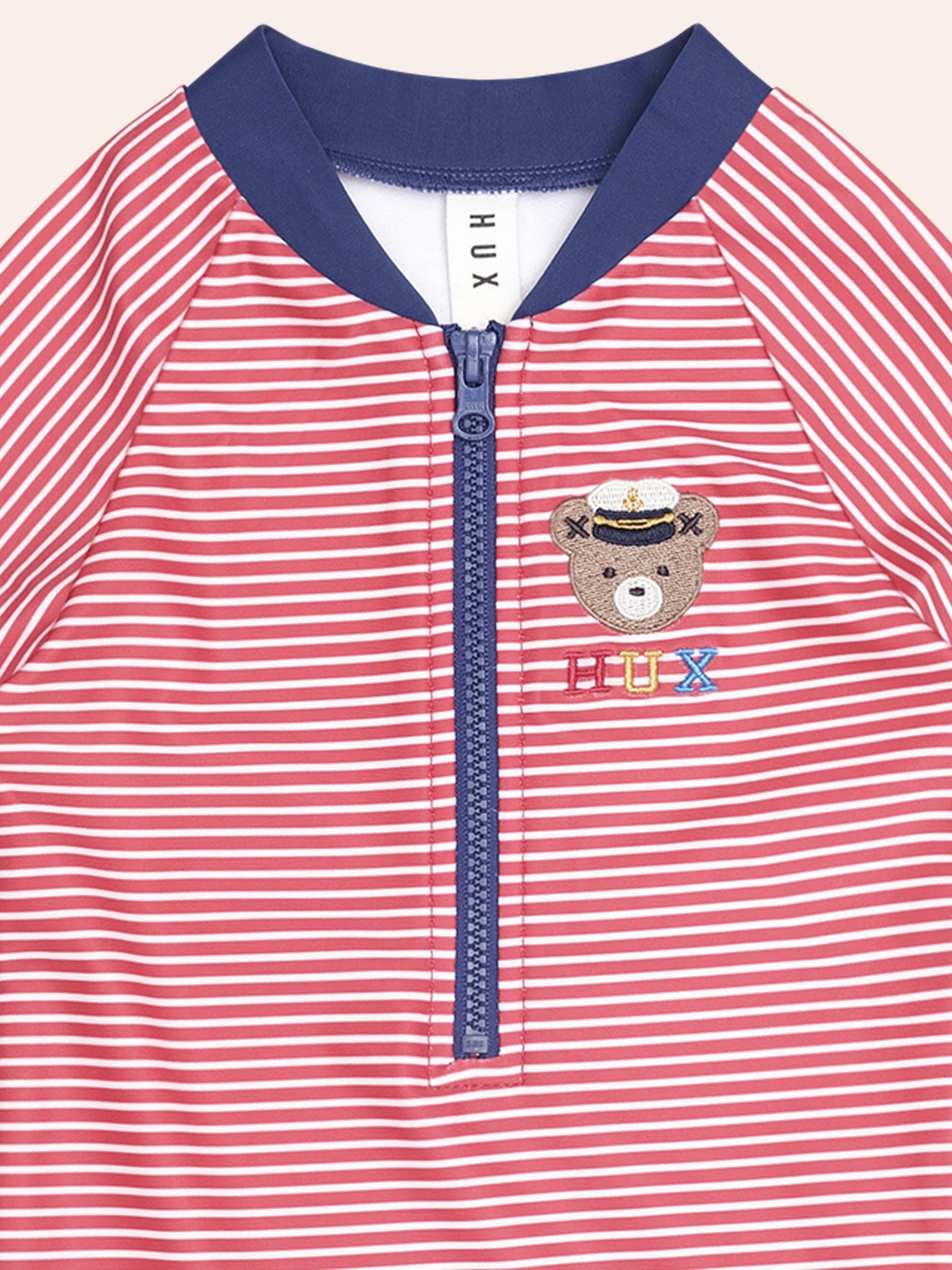 Huxbaby Shopify SWIMWEAR Red Stripe Hux Rashsuit
