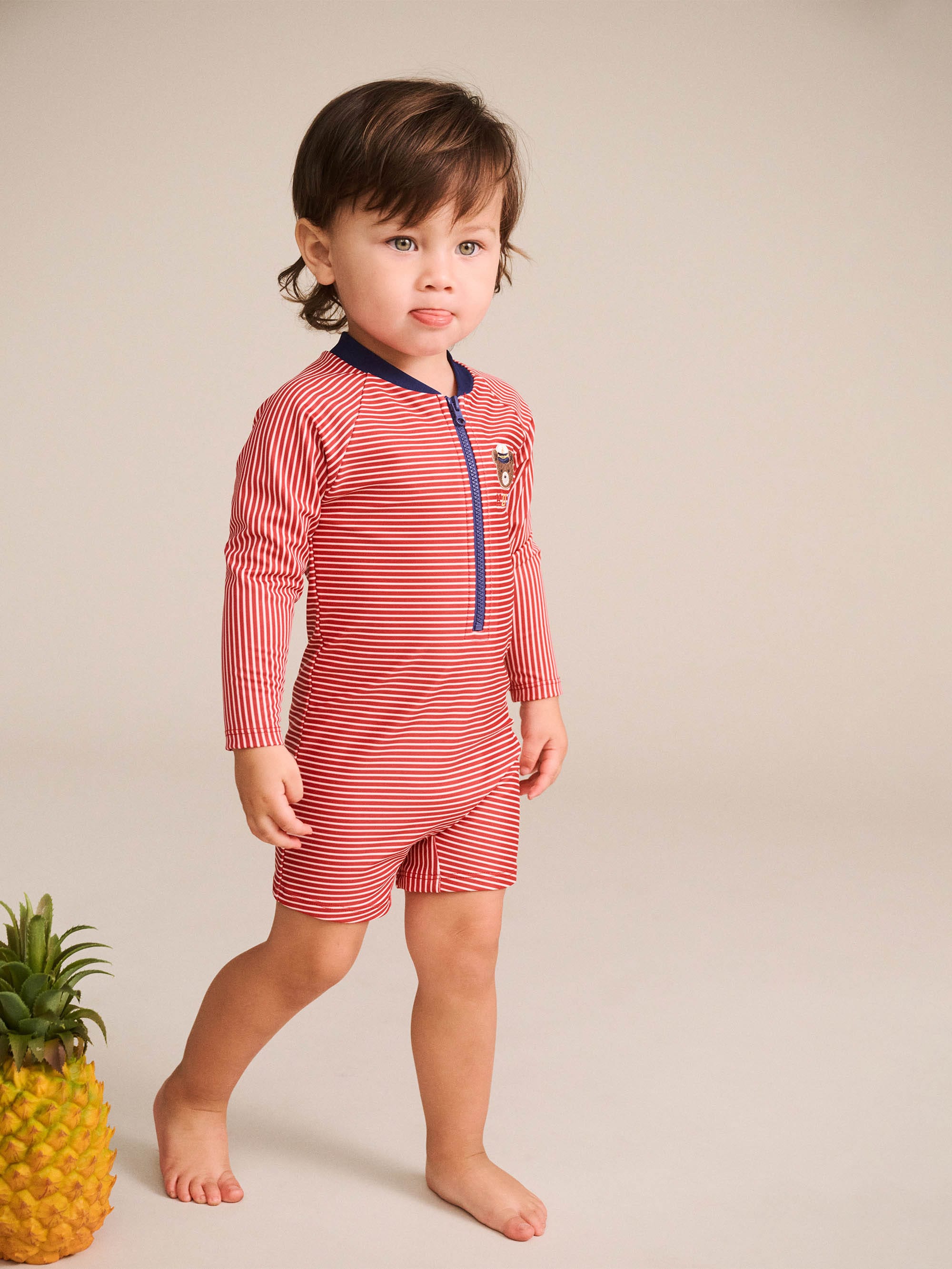 Huxbaby Shopify SWIMWEAR Red Stripe Hux Rashsuit