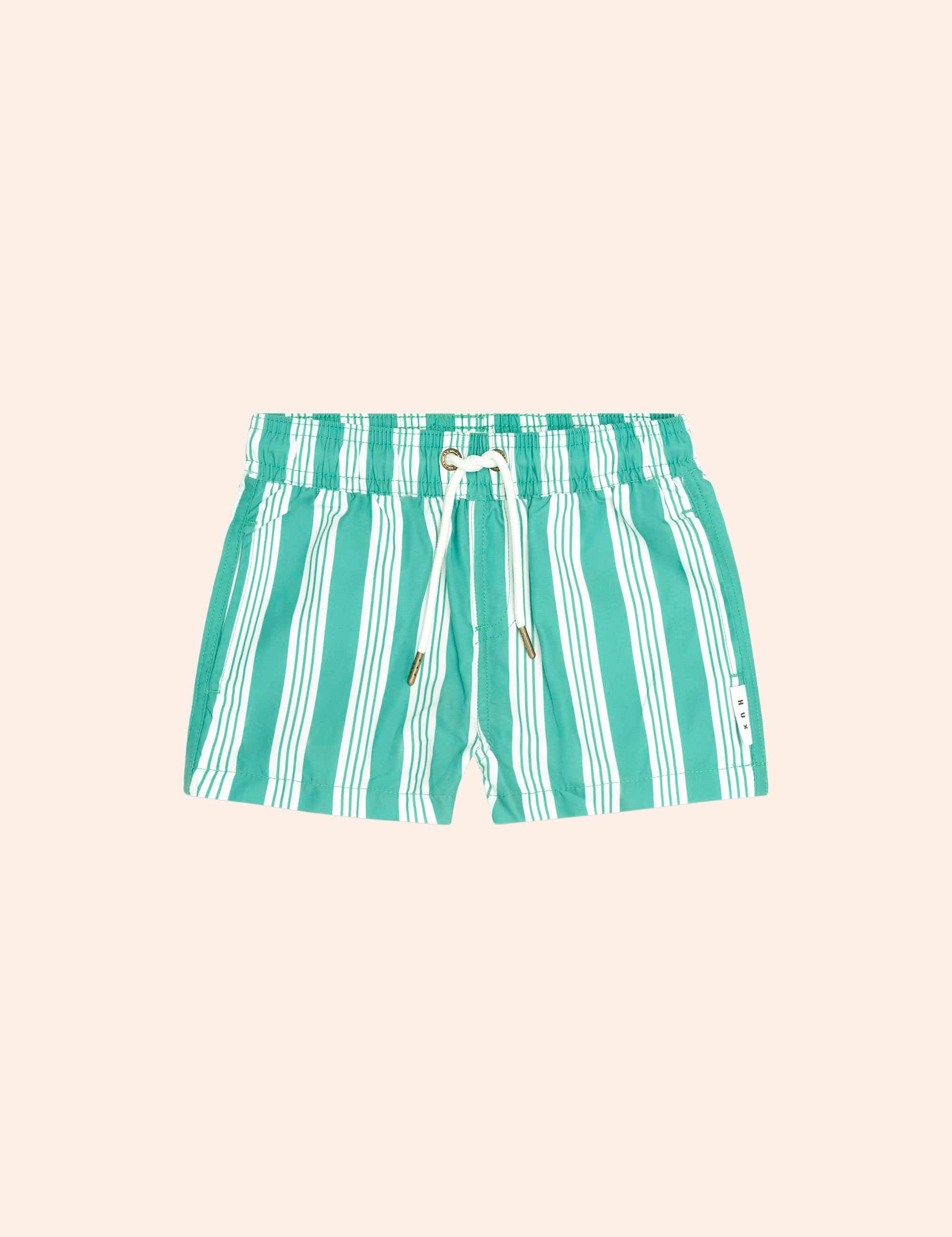 Vintage Green Stripe Boardshort SWIMWEAR Huxbaby Shopify